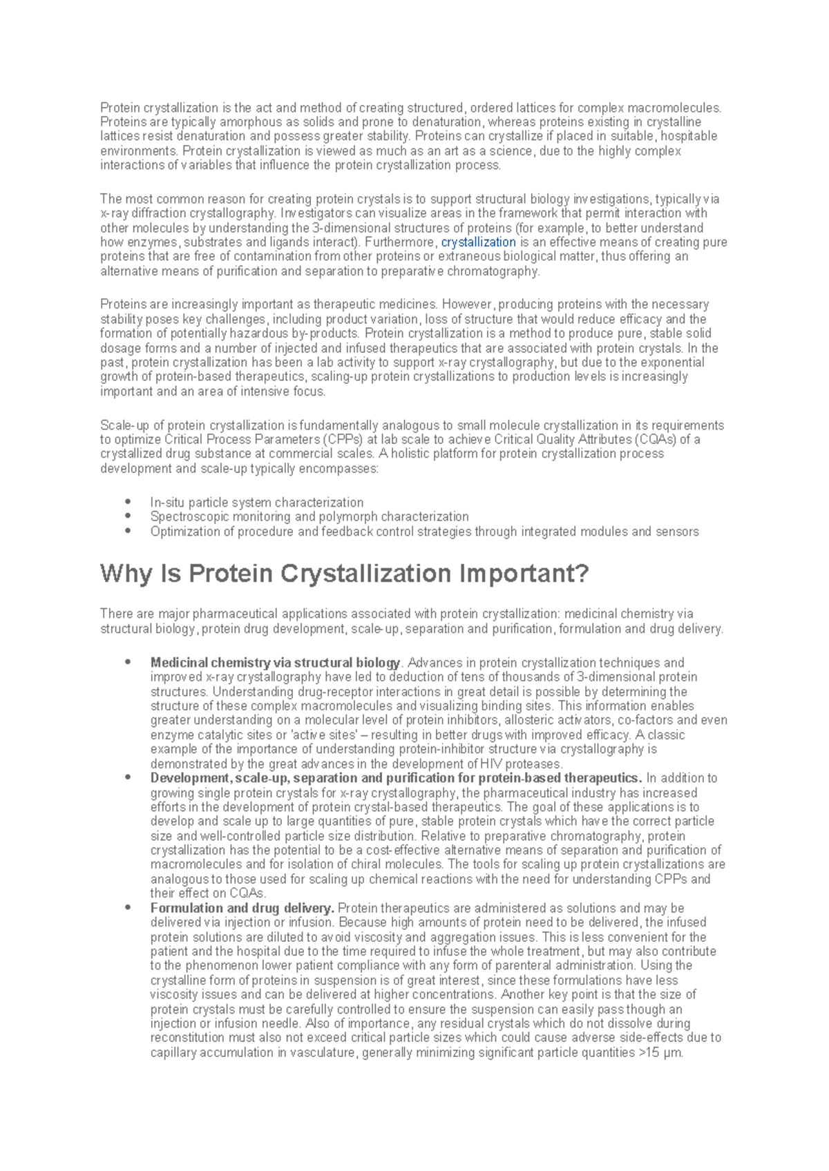 Protein - for study - Protein crystallization is the act and method of ...