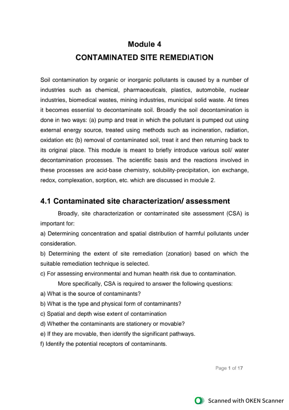 Contaminated Site Remediation - Environmental Engineering - Studocu