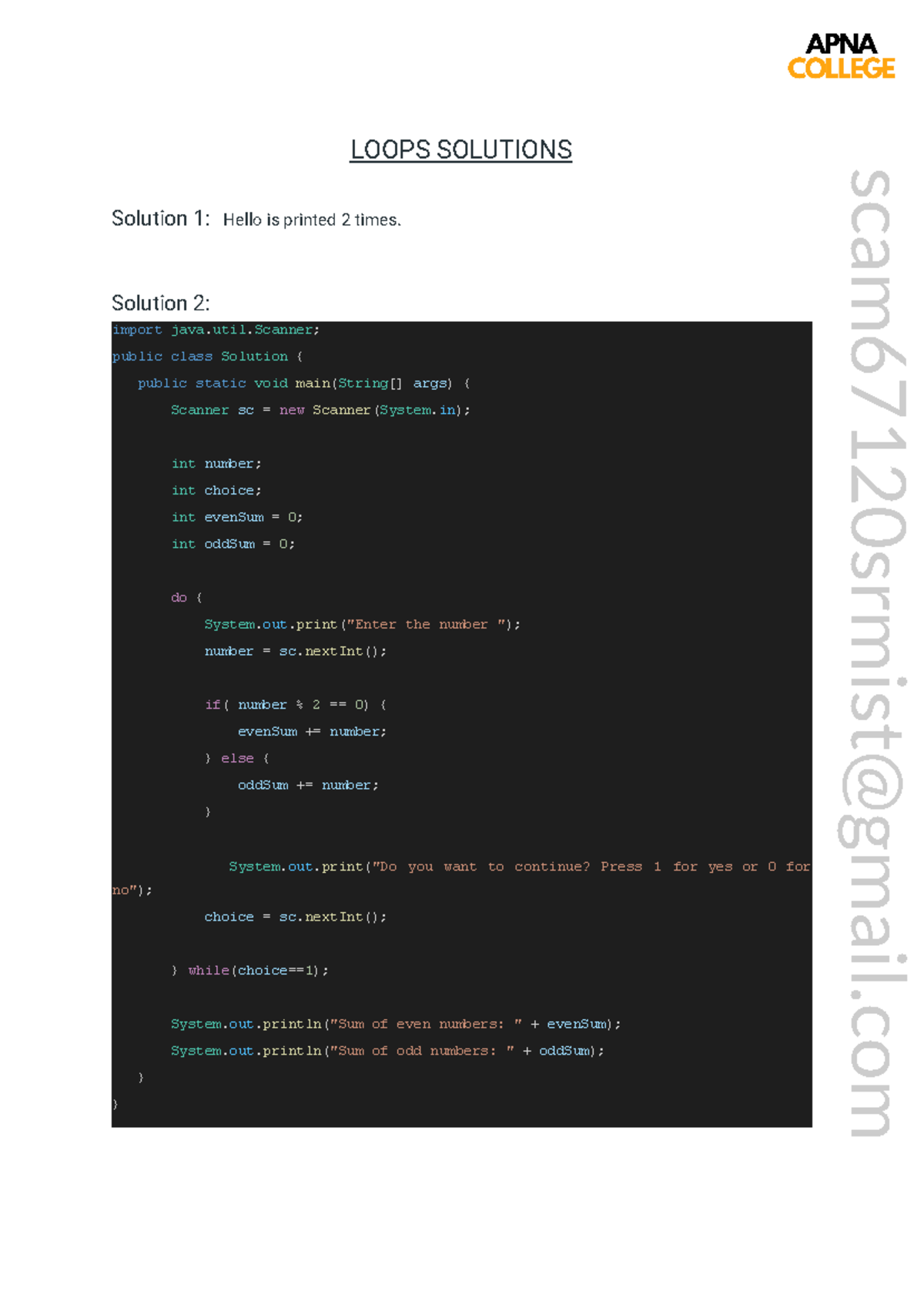 Practice questions for loop flow control topic in programming in Java 1 ...