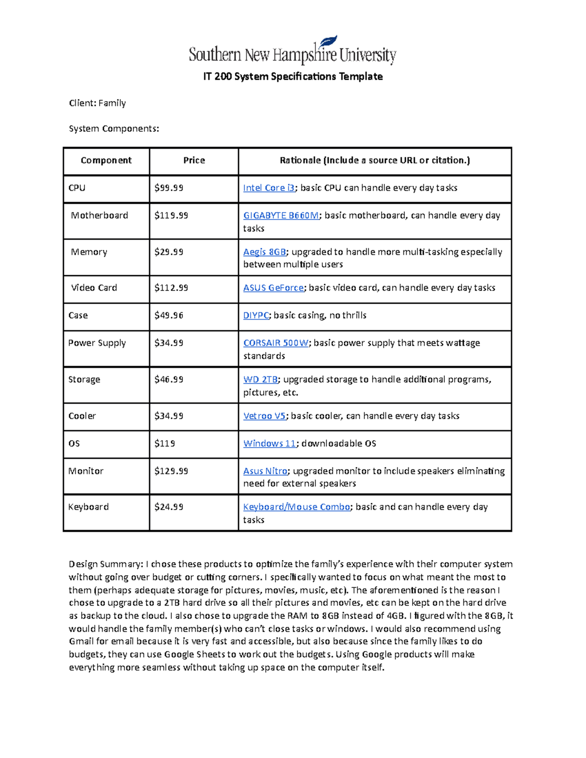 IT 200 System Specifications Template - IT 200 System Specifications ...