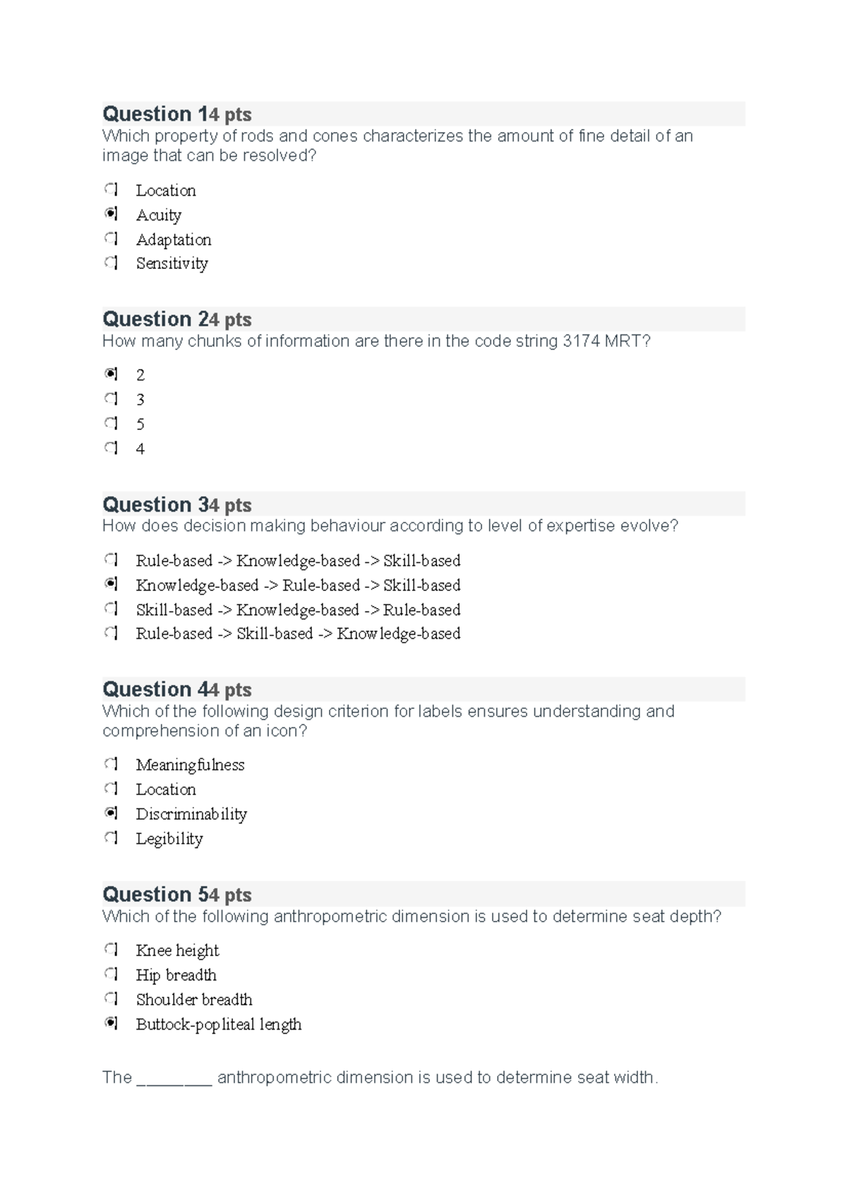 Quiz 1 - PCQ - Question 14 pts Which property of rods and cones ...