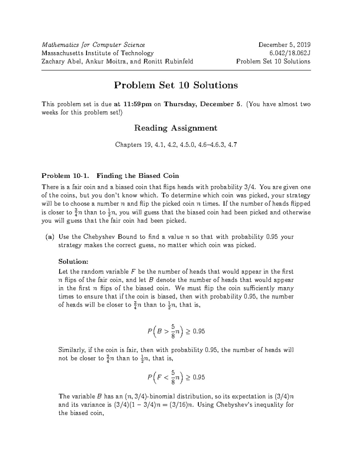 Problem Set 10 Solutions - Mathematics for Computer Science December 5 ...
