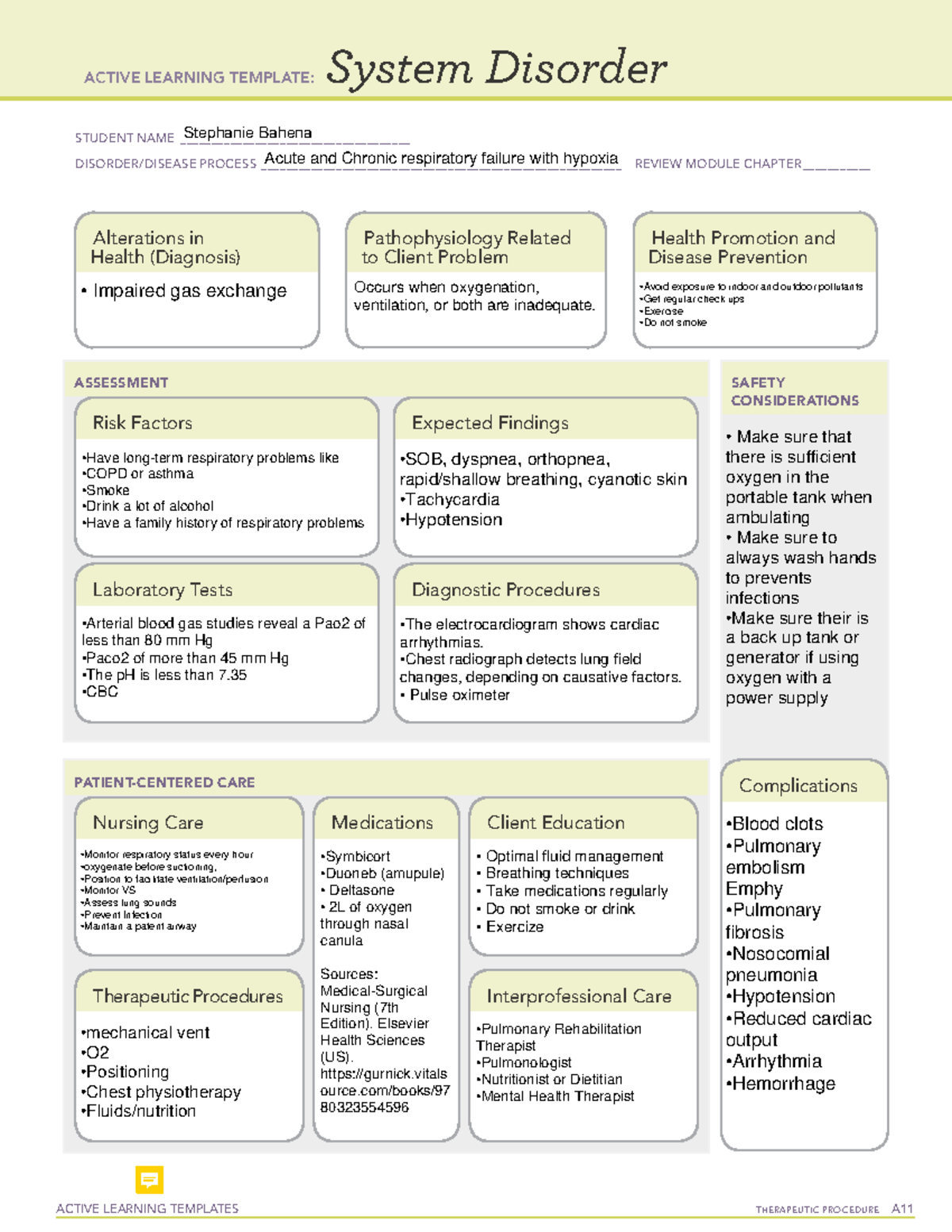 ATI System Disorder Template - Respiratory Failure - VN 210 - Gurnick ...