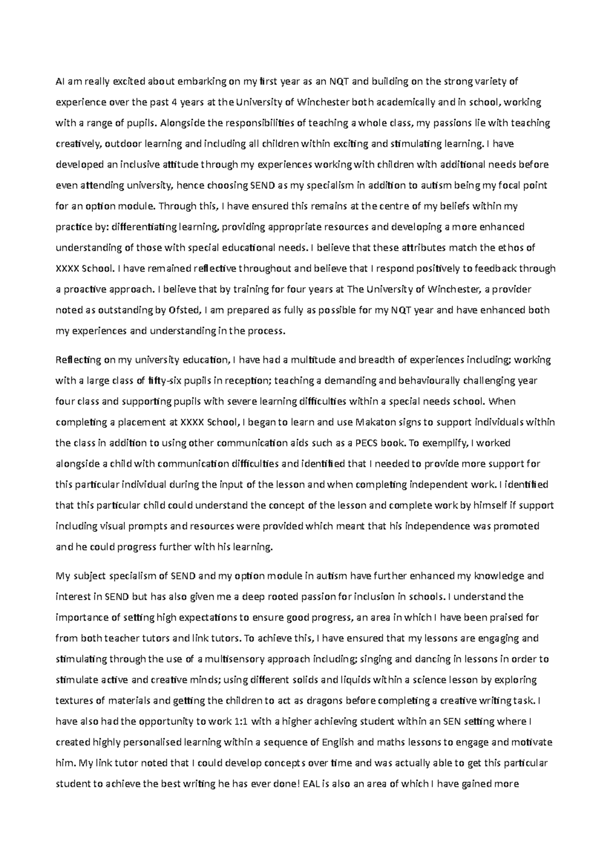 Wagoll Personal Statement 2 Anonymised - AI am really excited about ...