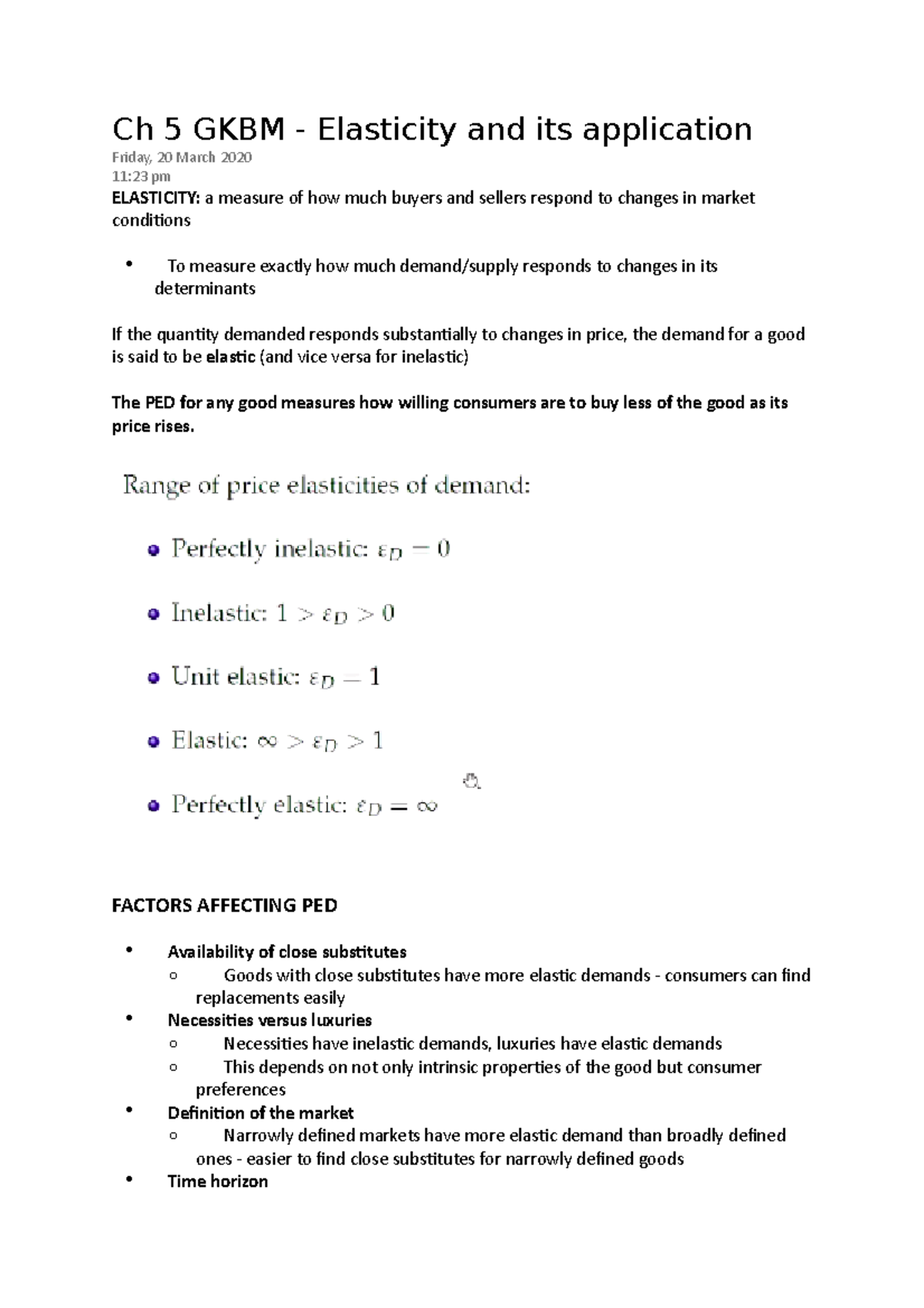 Ch 5 - Elasticity - Lecture Notes 5 - Ch 5 GKBM - Elasticity And Its ...