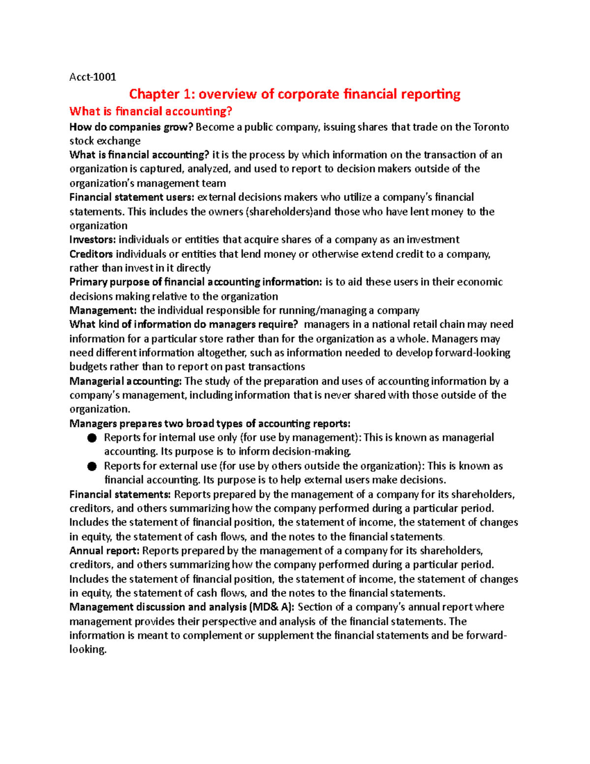 Chapter 1 - Acct- Chapter 1: overview of corporate financial reporting ...