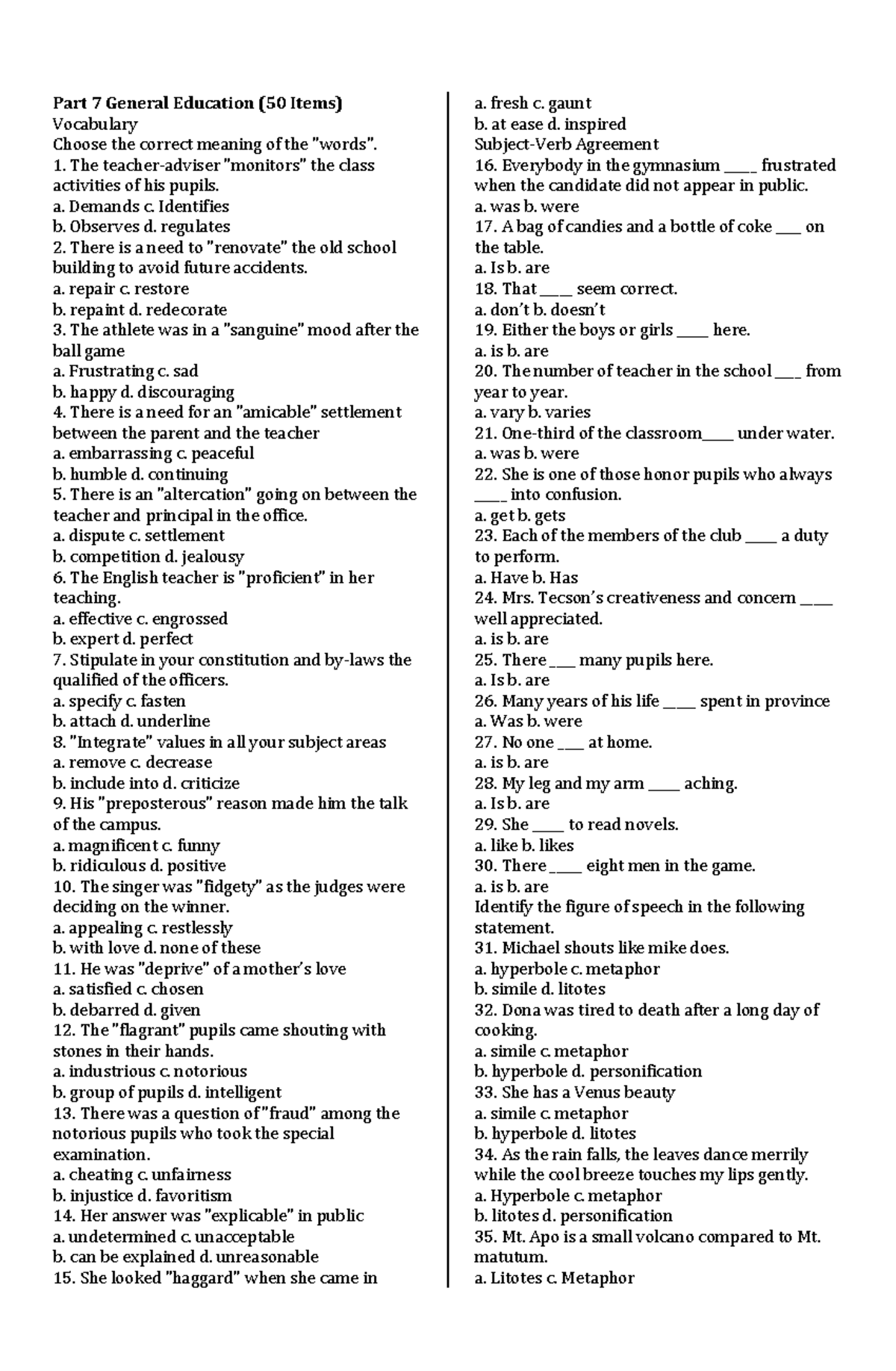 LET Reviewer Part 7 General Education with KEY - This file was ...