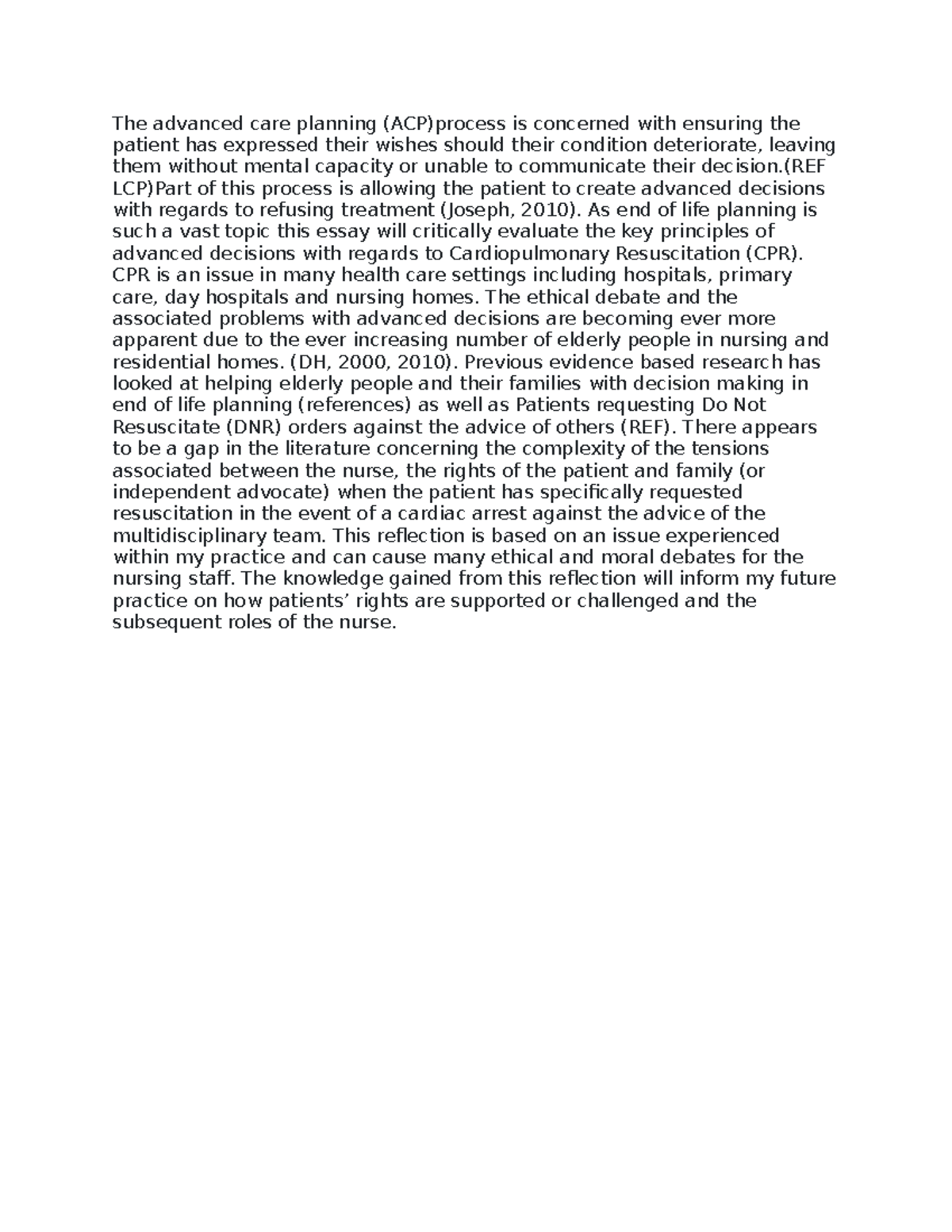 2889 - nursing essay - The advanced care planning (ACP)process is ...