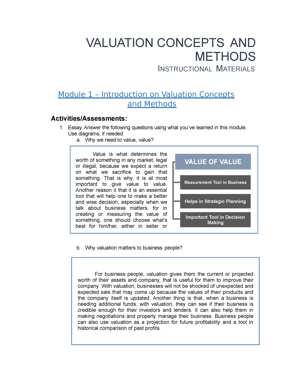 property valuation assignment