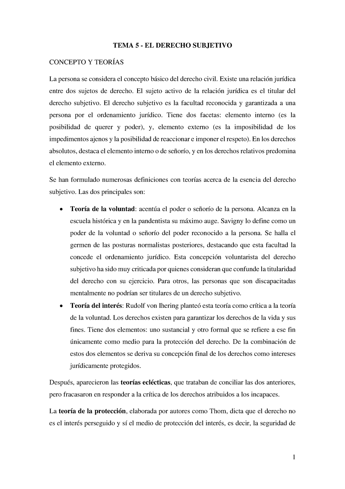 Tema 5 - El Derecho Subjetivo - TEMA 5 - EL DERECHO SUBJETIVO CONCEPTO ...