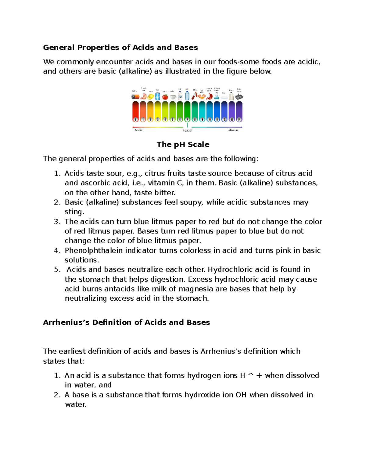 Acid and Base Introduction - General Properties of Acids and Bases We ...
