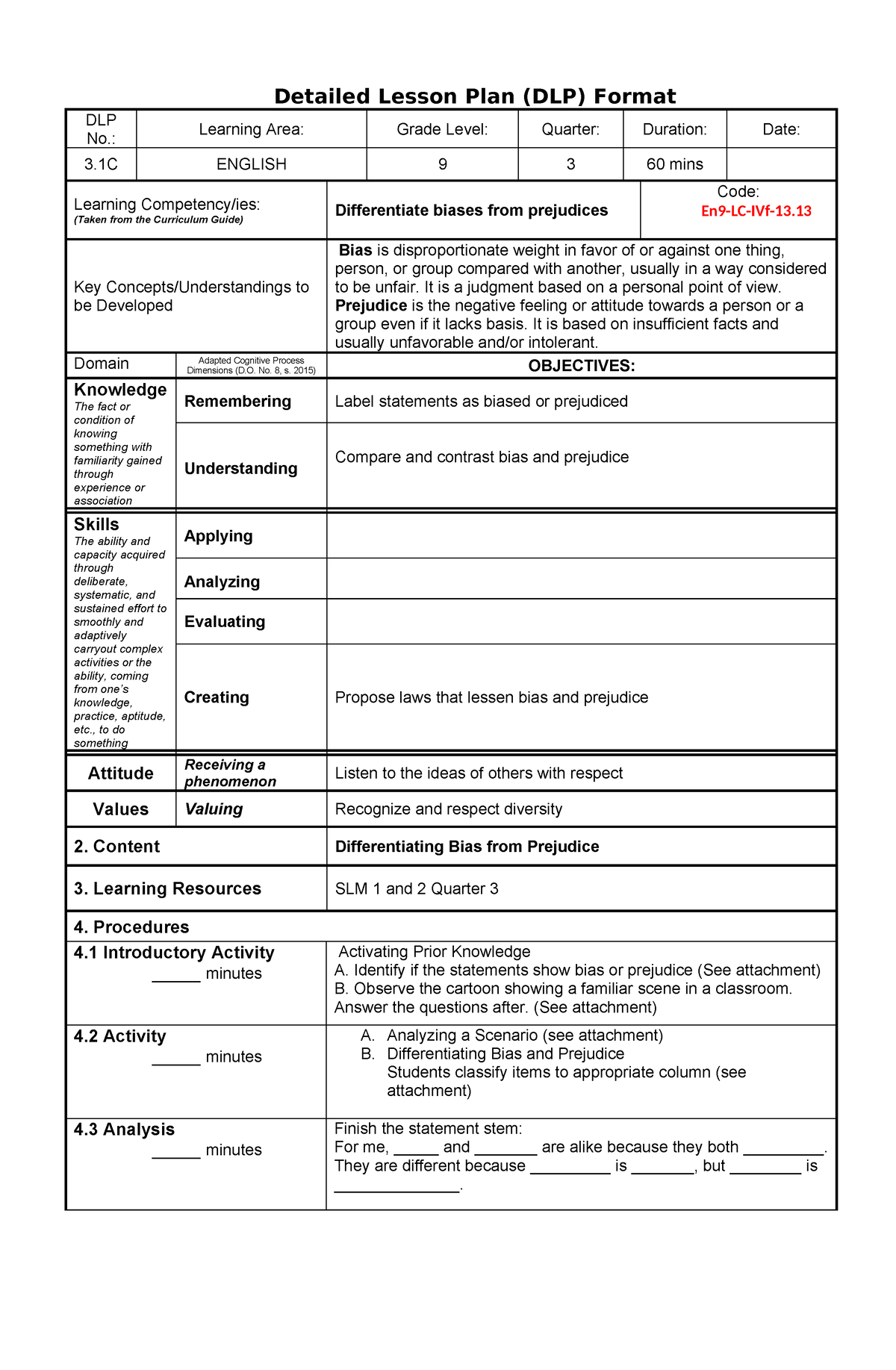 E9q3w3 Dlp Daily Lesson Log Detailed Lesson Plan Dlp Format Dlp No Learning Area Grade 2520