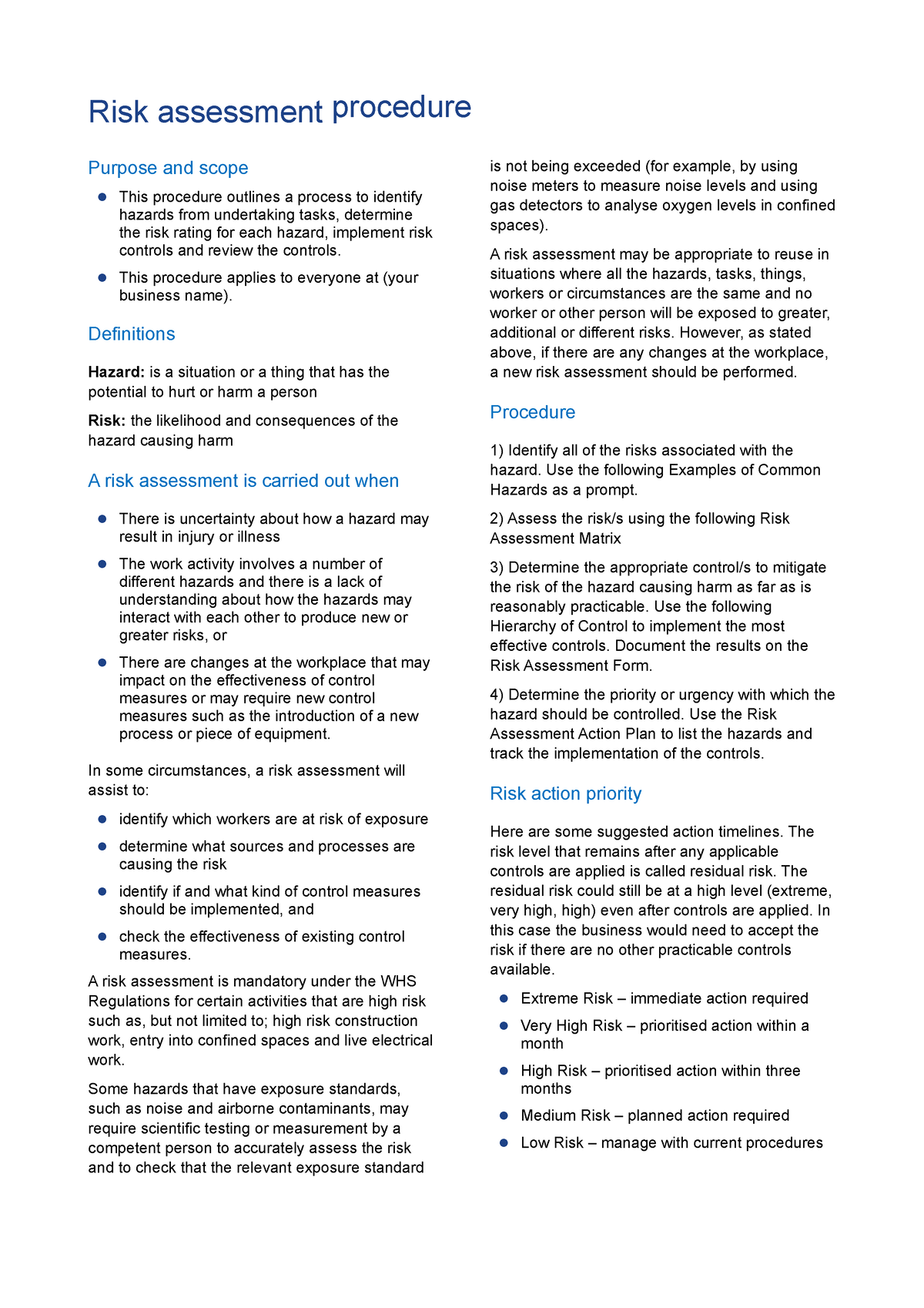 Risk-Assessment-Procedure - Risk assessment procedure Purpose and scope ...