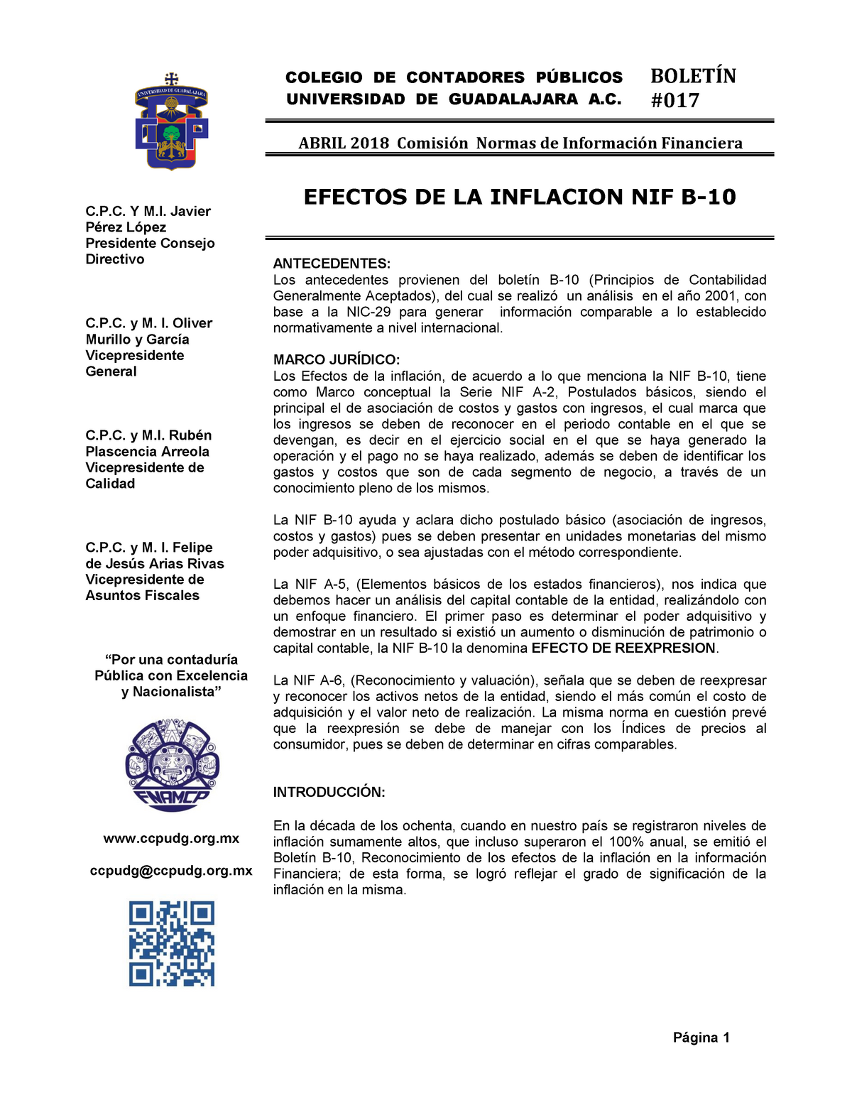 017 Boletin Comision NIF Ccpudg NIF B 10 Efectos De La Inflacion - C.P ...