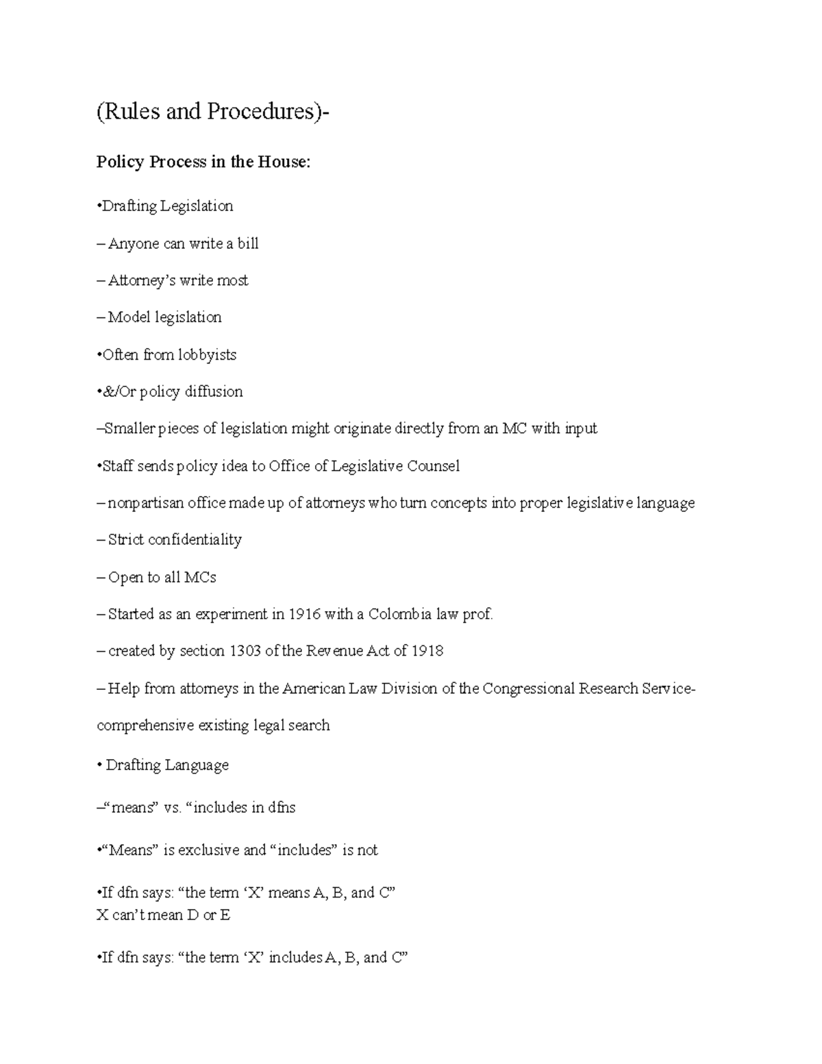 Rules and Procedures POL 407 - (Rules and Procedures)- Policy Process ...
