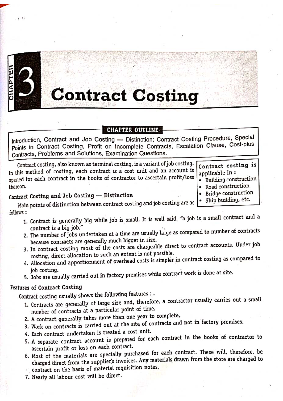 Contract Costing - Complete Chapter - Cost Accounting - Studocu