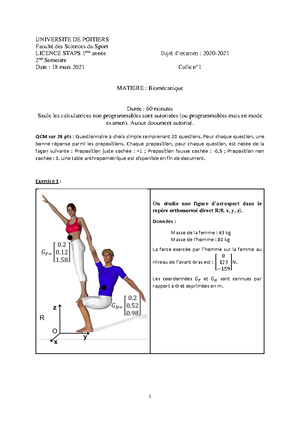 Biom Canique L Staps Chapitre Mod Lisation Du Corps Humain Question Pratique Comment