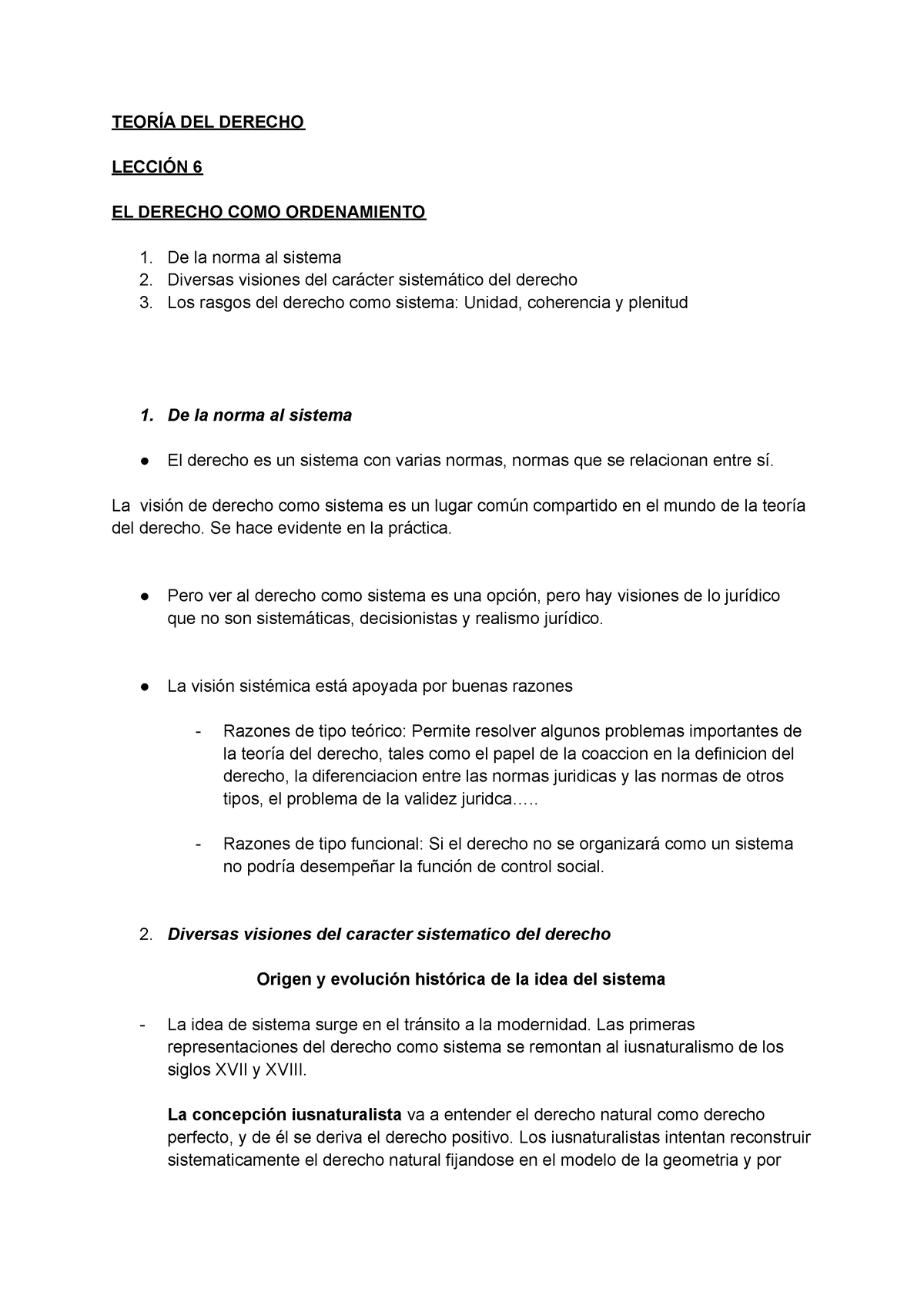 Teoria Del Derecho Leccion 6 TeorÍa Del Derecho LecciÓn 6 El Derecho Como Ordenamiento De La 9416