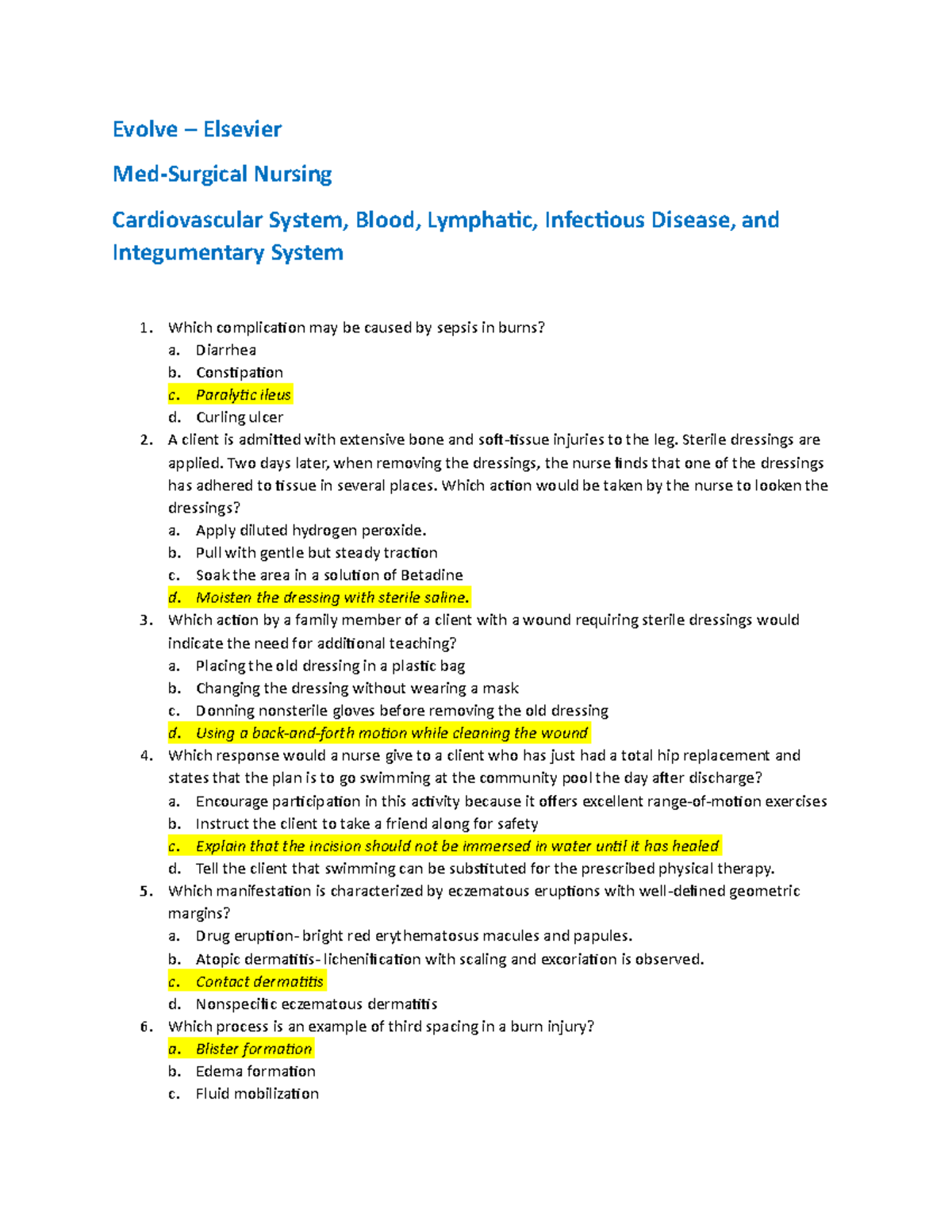 Evolve Elsevier Cardiovascular System Lymphatic Blood Infectious 