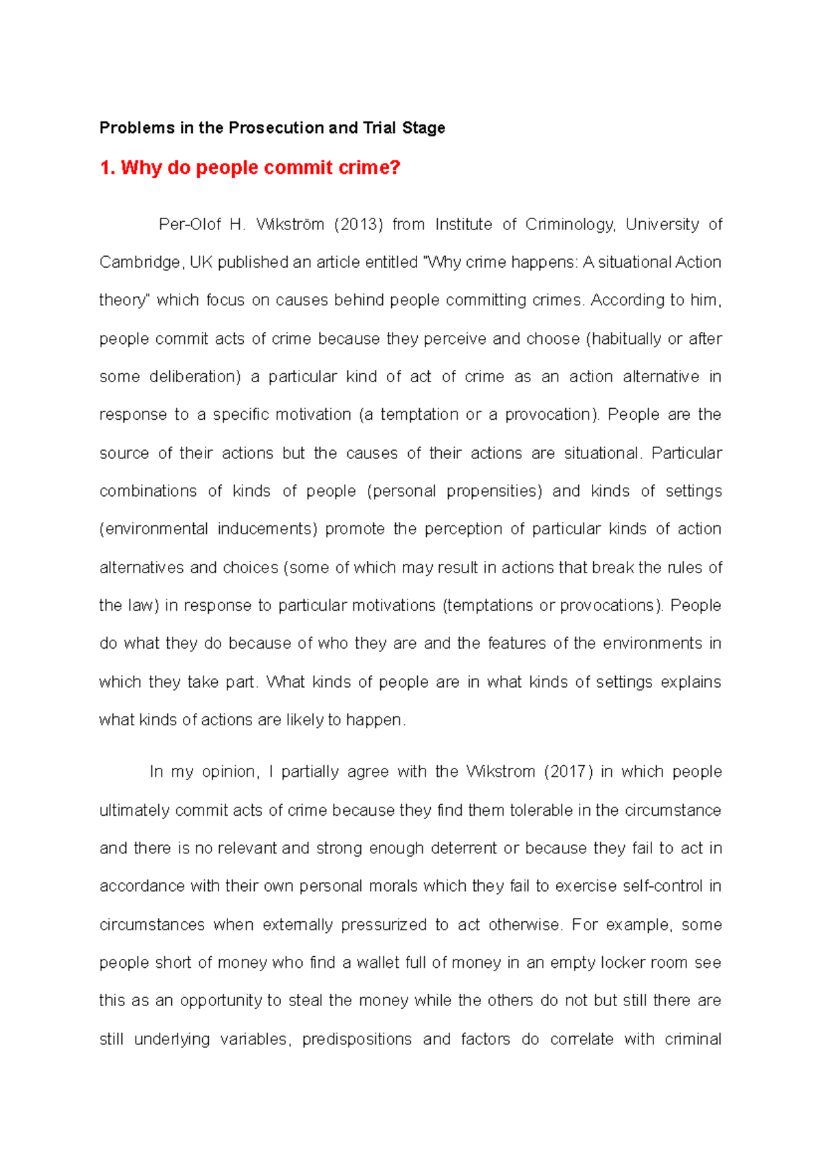 Assignment for real - Problems in the Prosecution and Trial Stage 1 ...