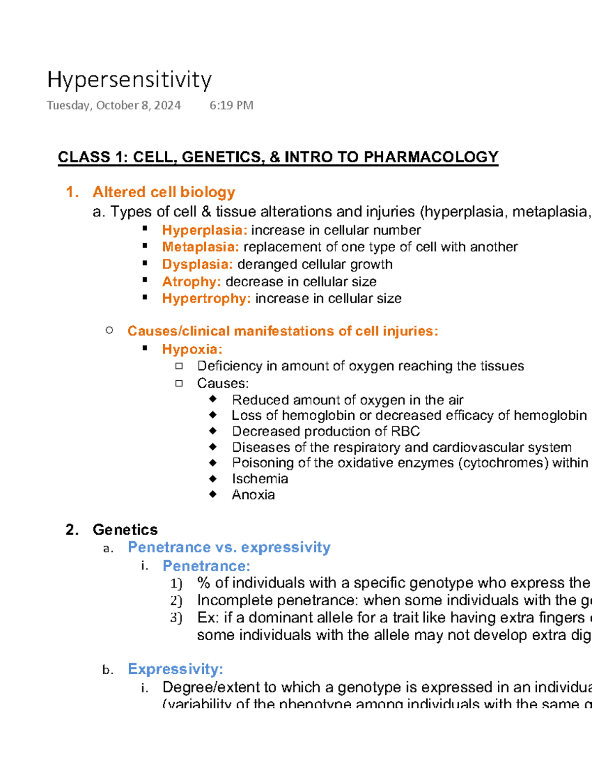 Hypersensitivity - sssssw - CLASS 1: CELL, GENETICS, & INTRO TO ...