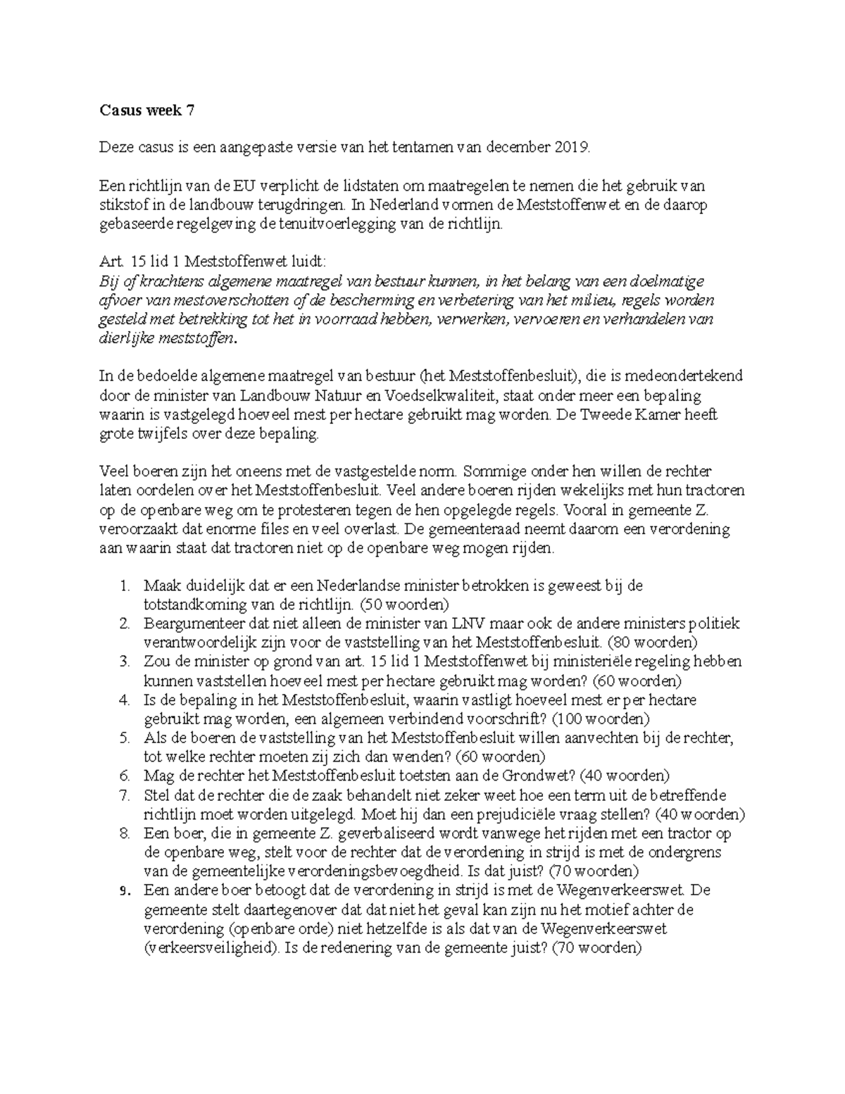 Oefententamen Constitutioneel Recht, Goed Oefenmateriaal - Casus Week 7 ...