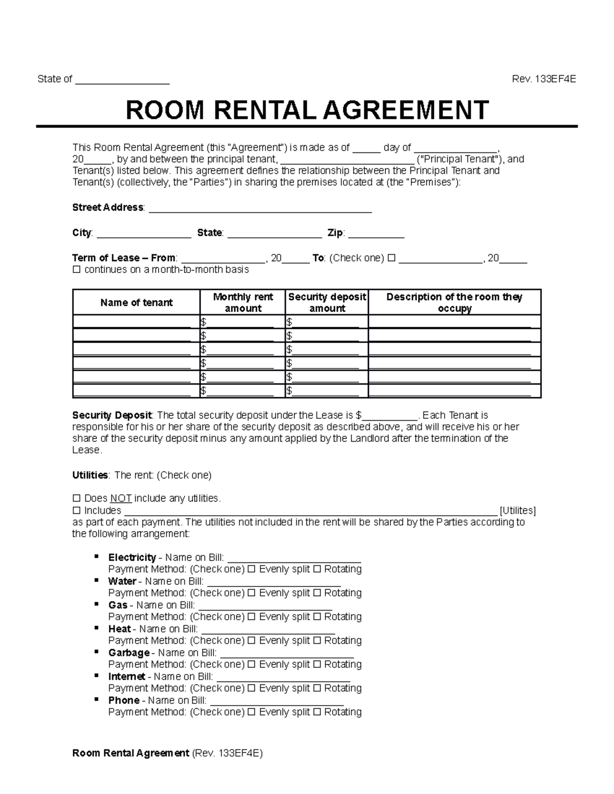 Room-rental-agreement - State of _________________ Rev. 133EF4E ROOM ...