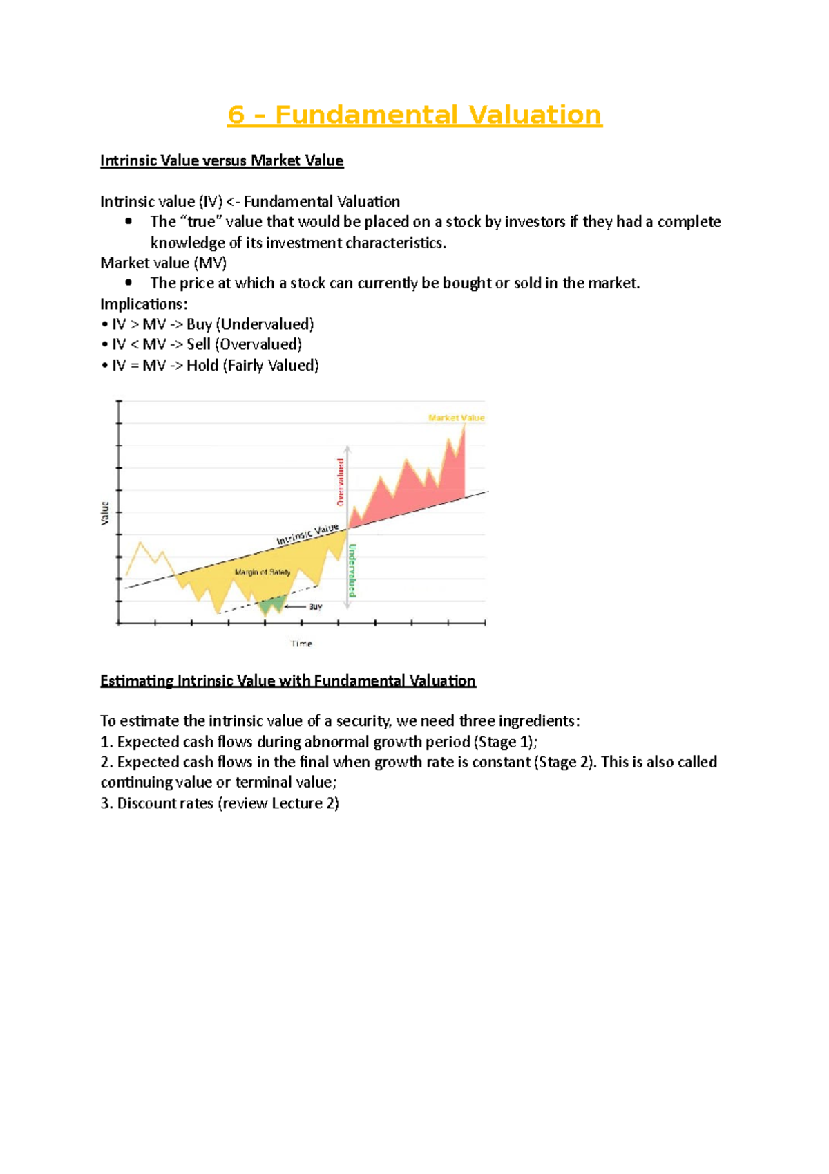 6 - Fundamental Valuation - 6 – Fundamental Valuation Intrinsic Value ...