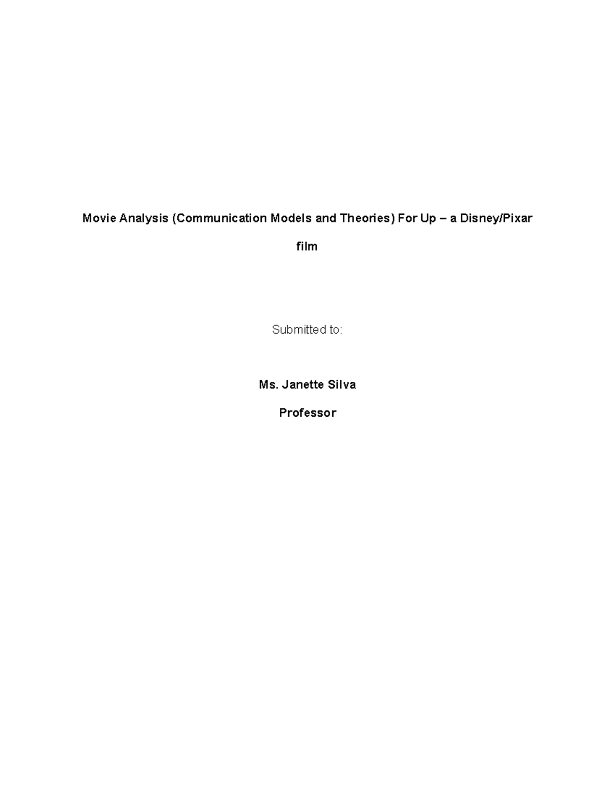 Movie Analysis of Pixars Up Using Commun Movie Analysis