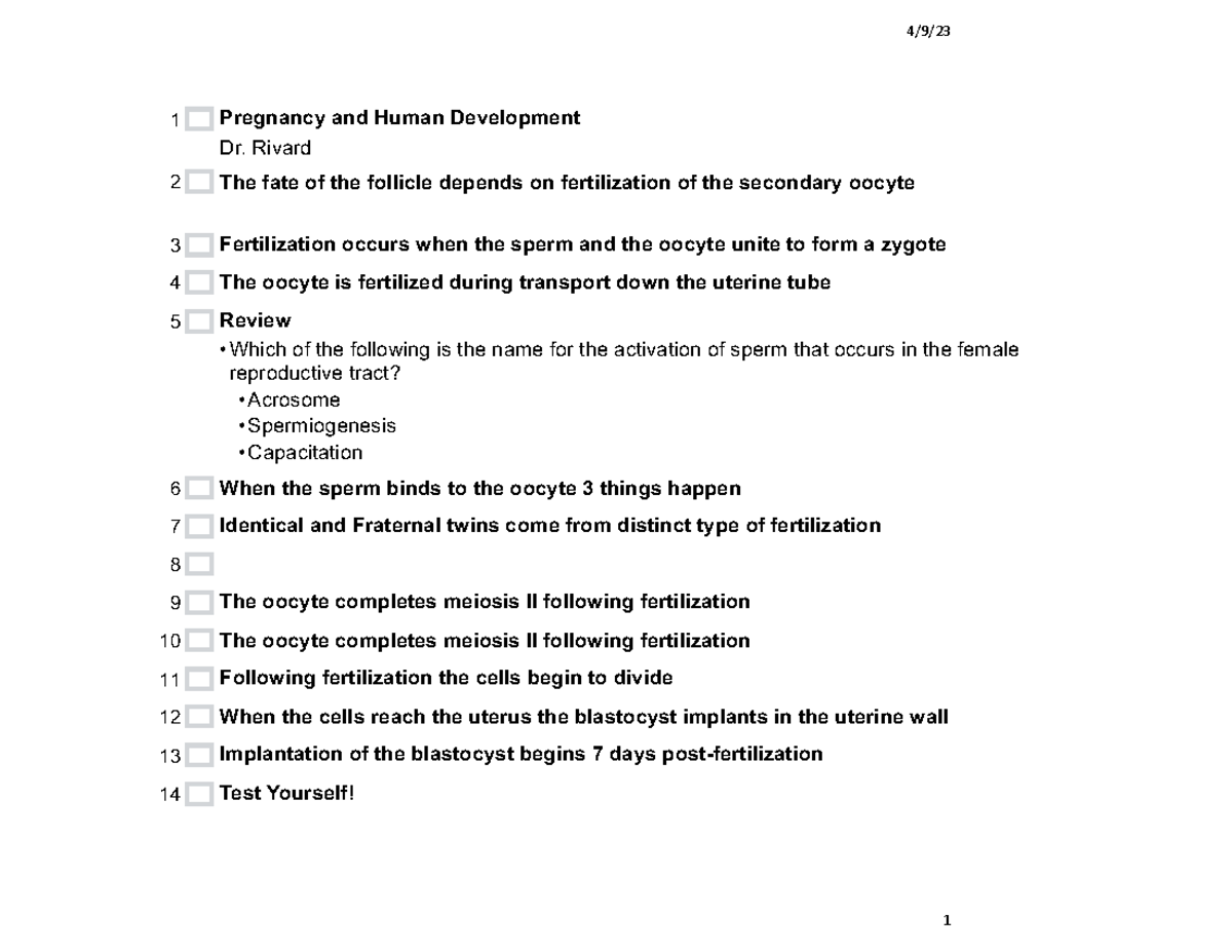 19. Pregnancy and Human Development - 4/9/ 1 Pregnancy and Human ...