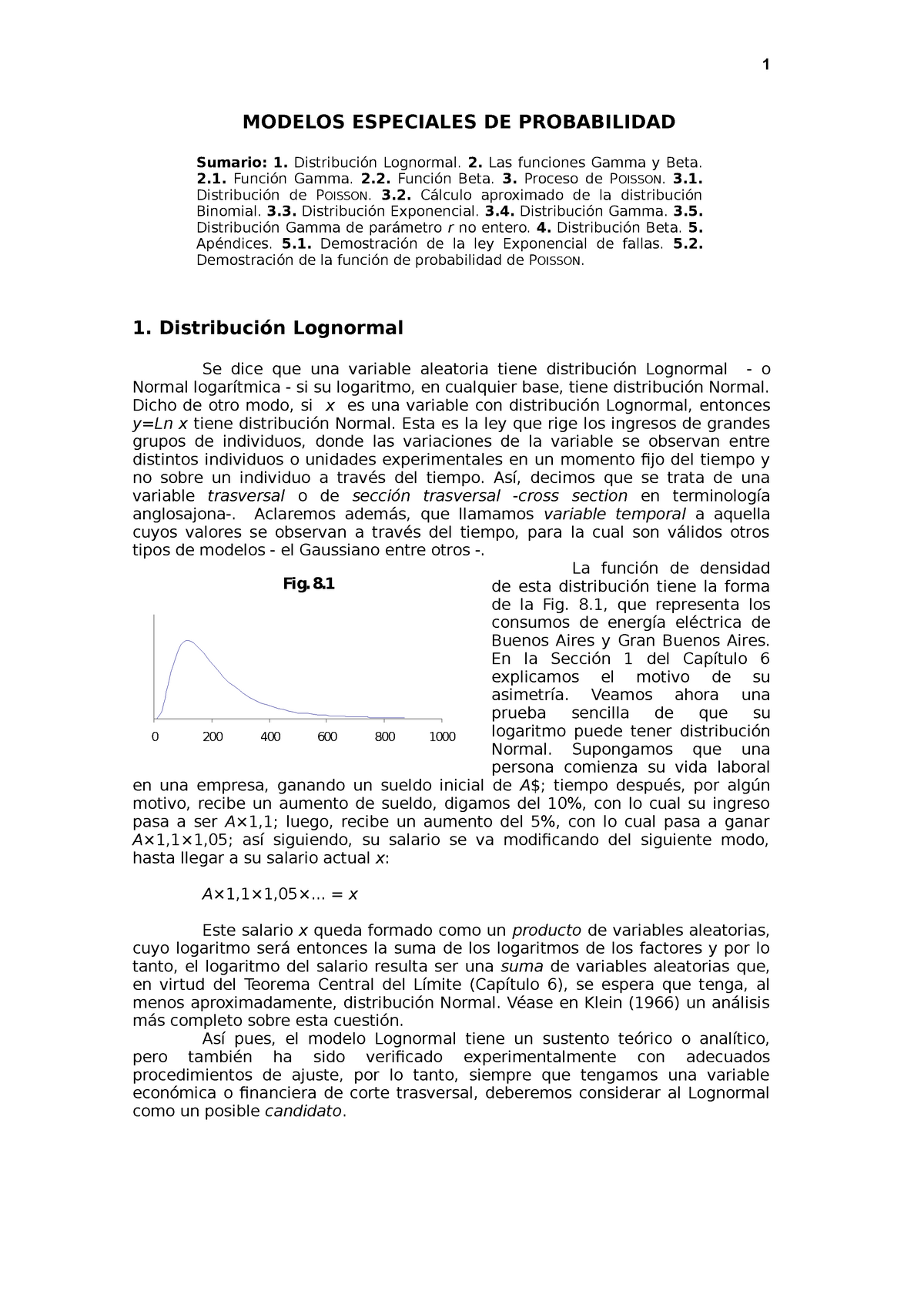 Temas de modelos especiales continuos de probabilidad - 1 MODELOS  ESPECIALES DE PROBABILIDAD - Studocu