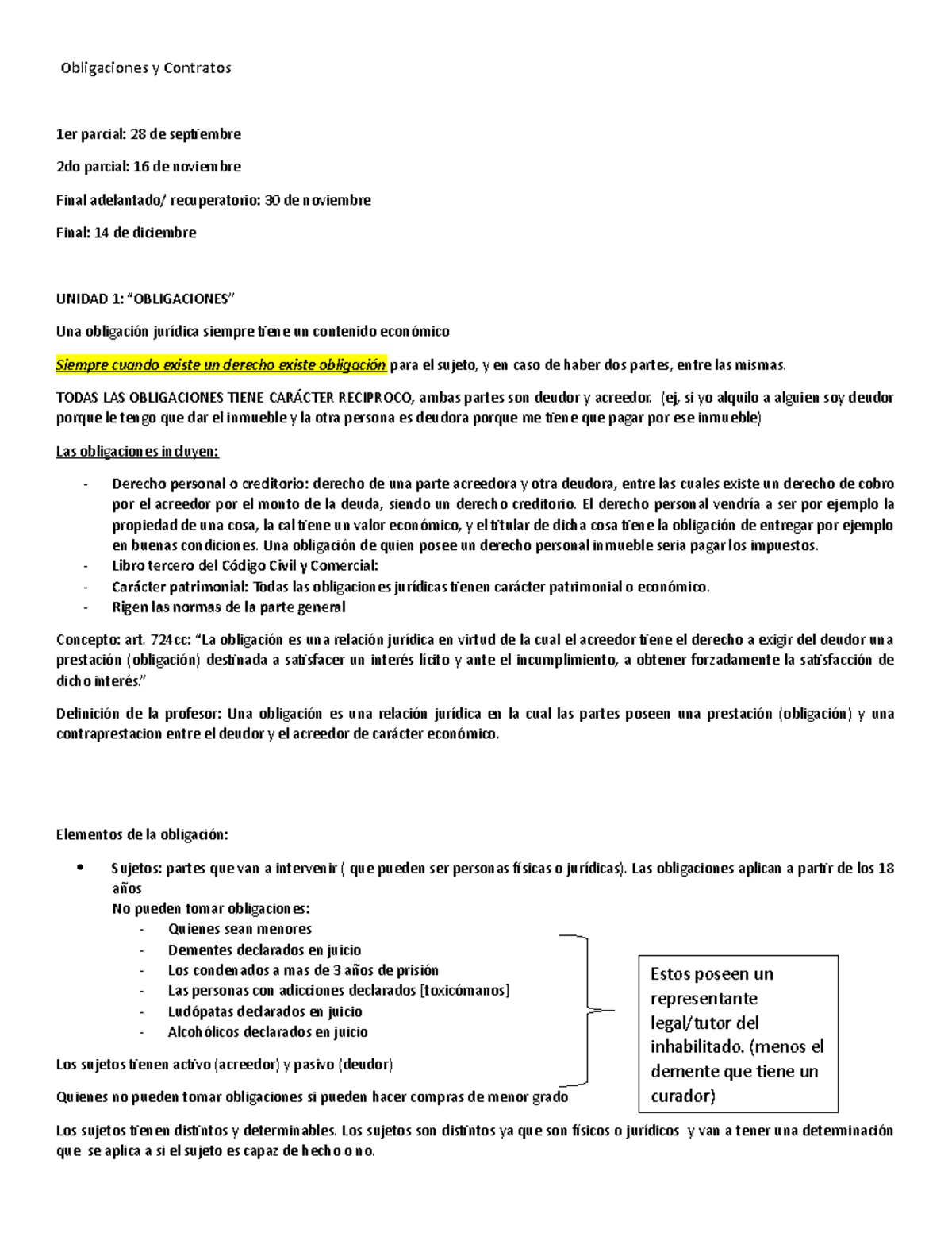 Obligaciones Y Contratos 2 - Obligaciones Y Contratos 1er Parcial: 28 ...