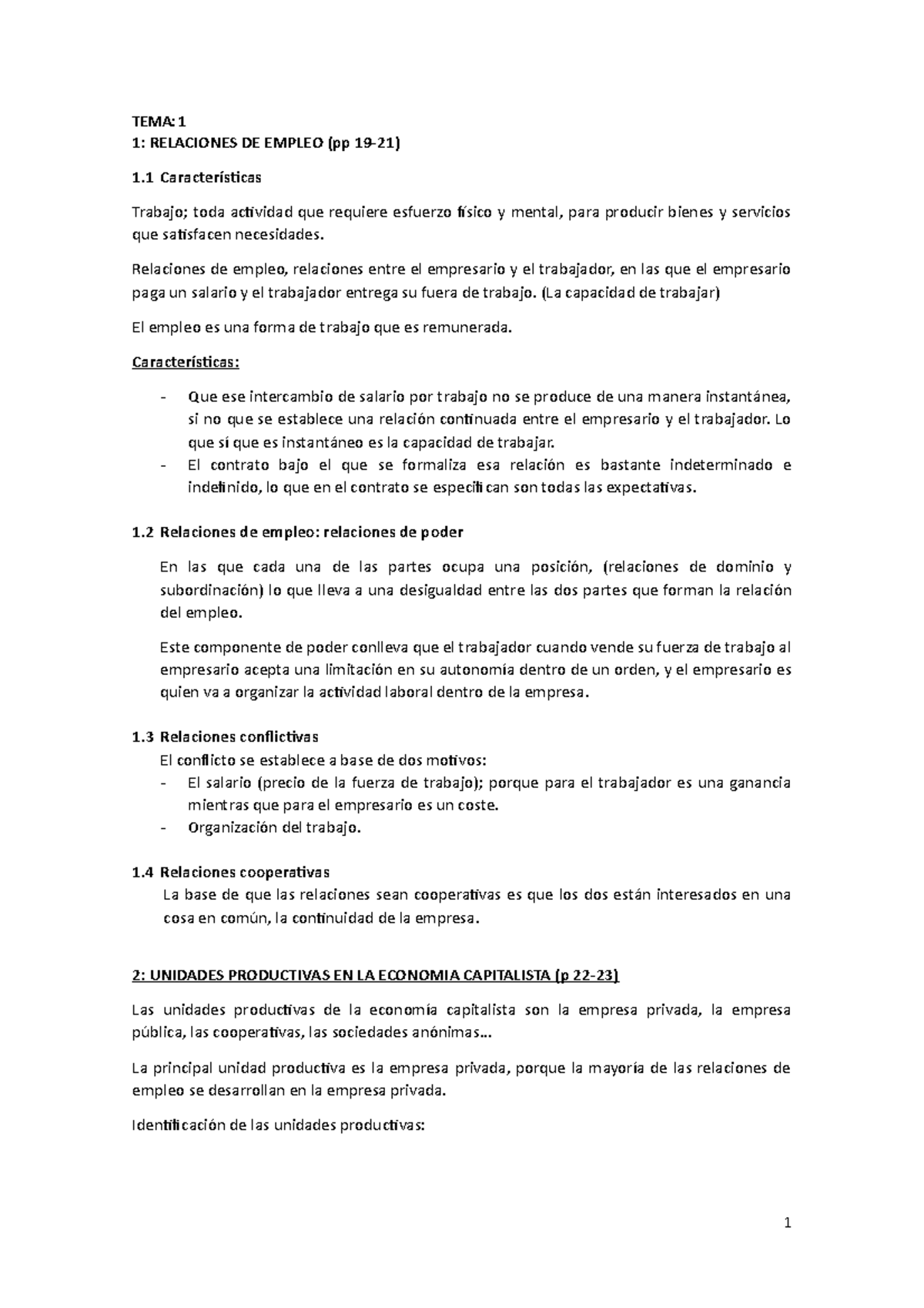 Apuntes Teoría de las RRLL - copia - TEMA: 1 1: RELACIONES DE EMPLEO ...