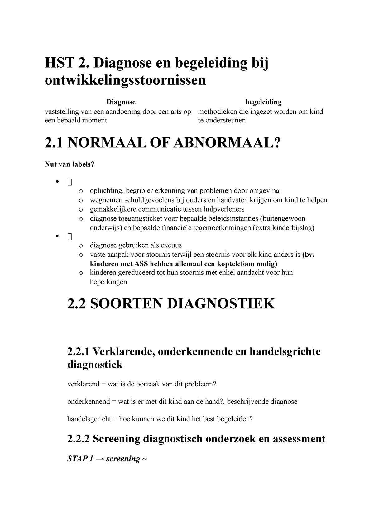 Hoofdstuk 2 Inclusie Samenvatting Hst 2 Hst 2 Diagnose En