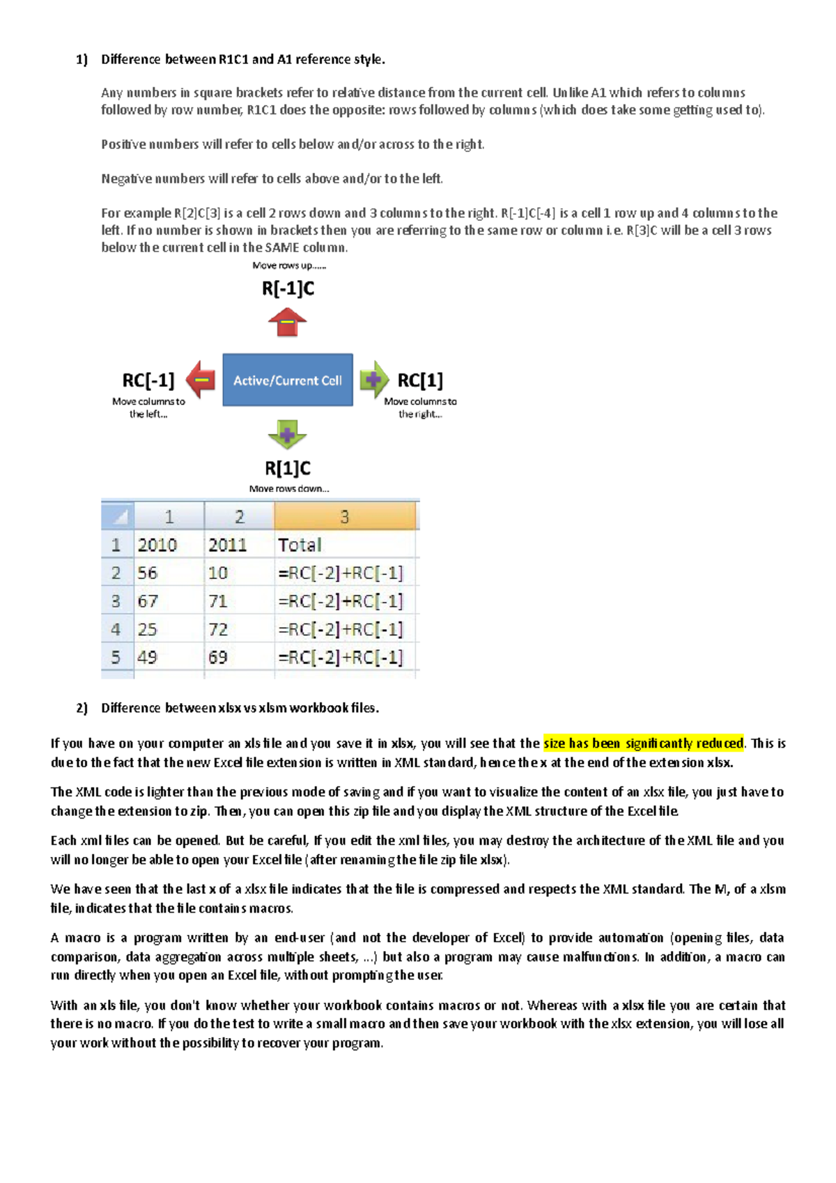 Test 1 Study Guide - 1) Difference between R1C1 and A1 reference style ...