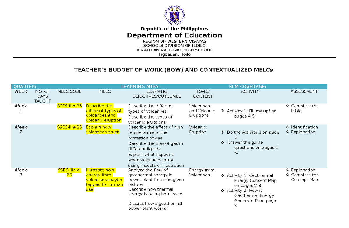 board of work copy - Republic of the Philippines Department of ...