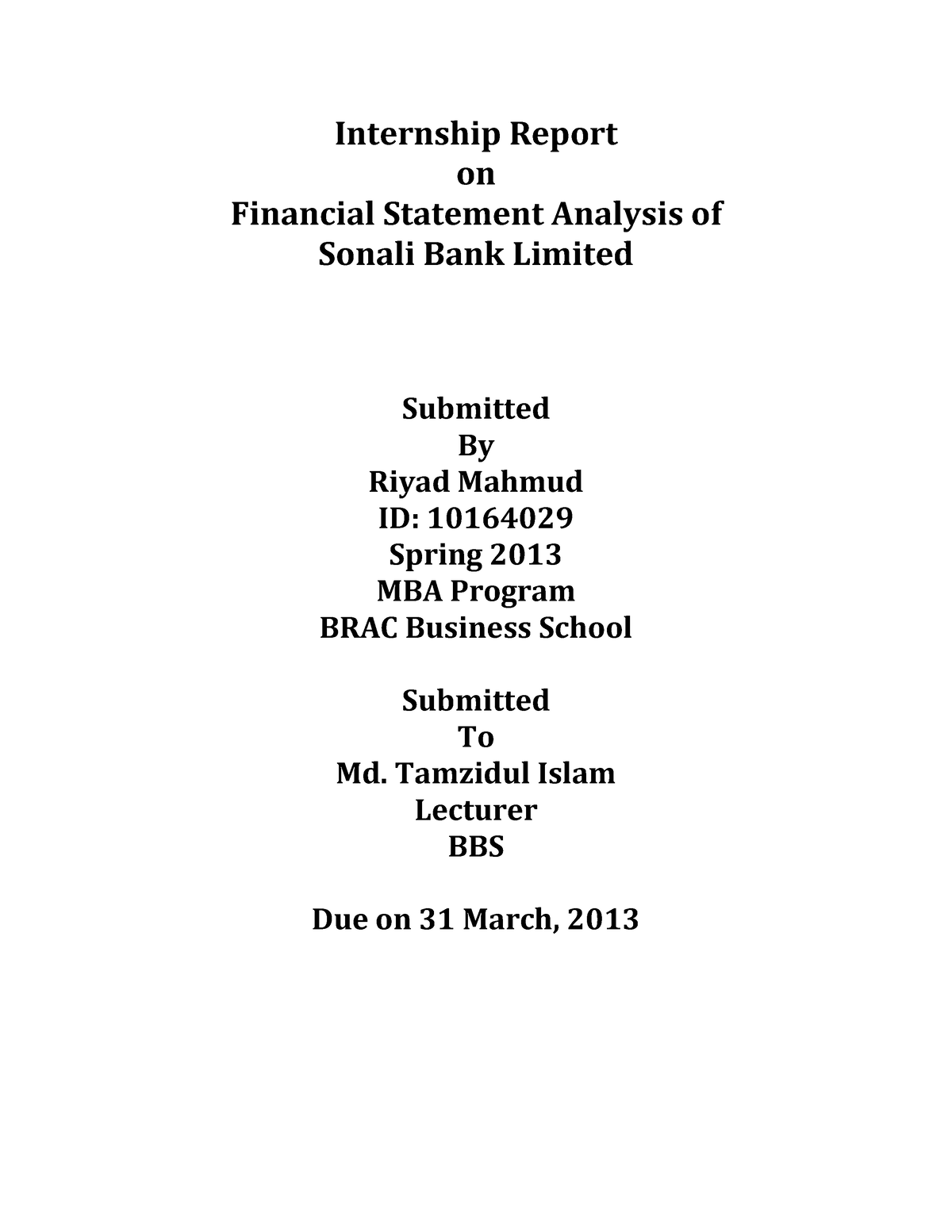 thesis internship finance