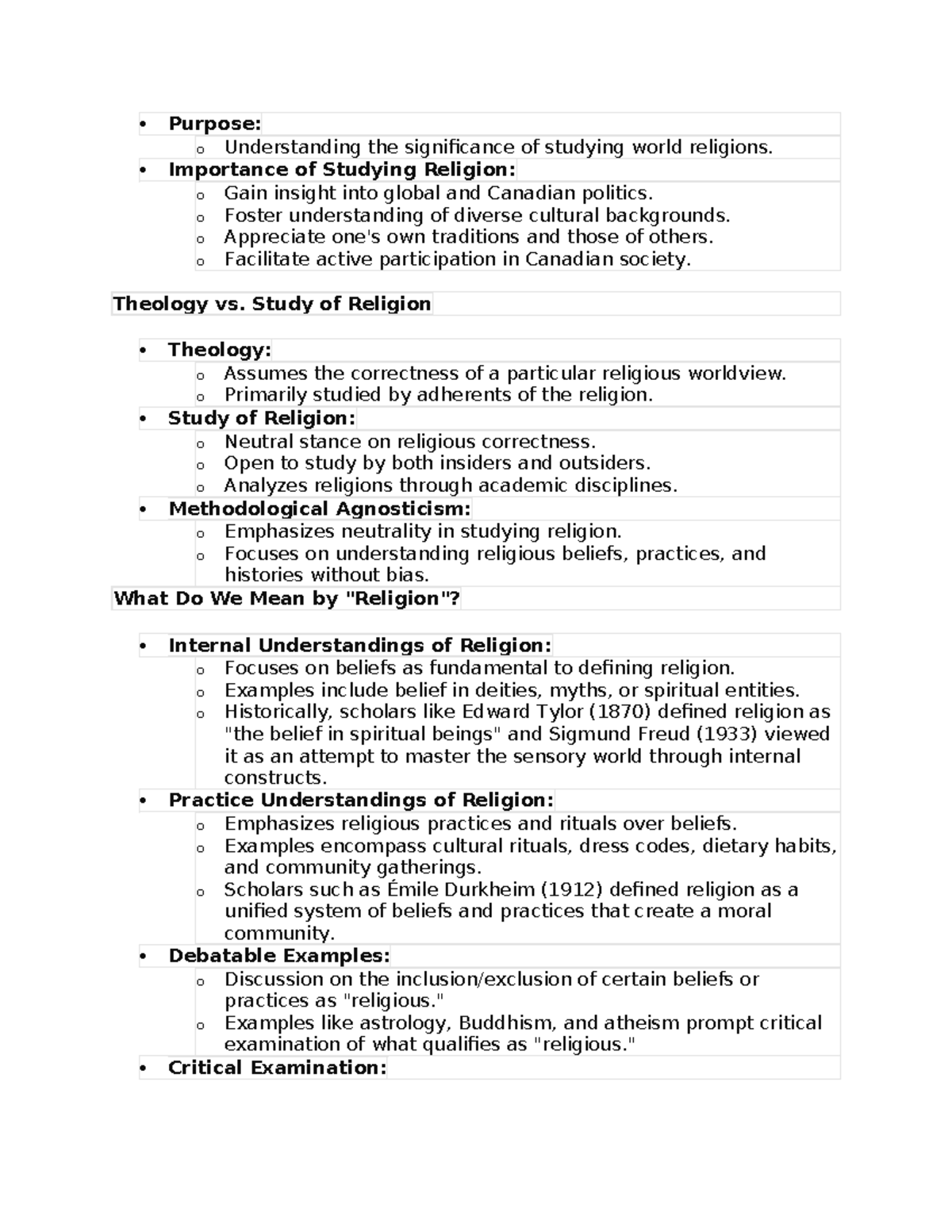 Exam review REL 1o1 - Purpose: o Understanding the significance of ...