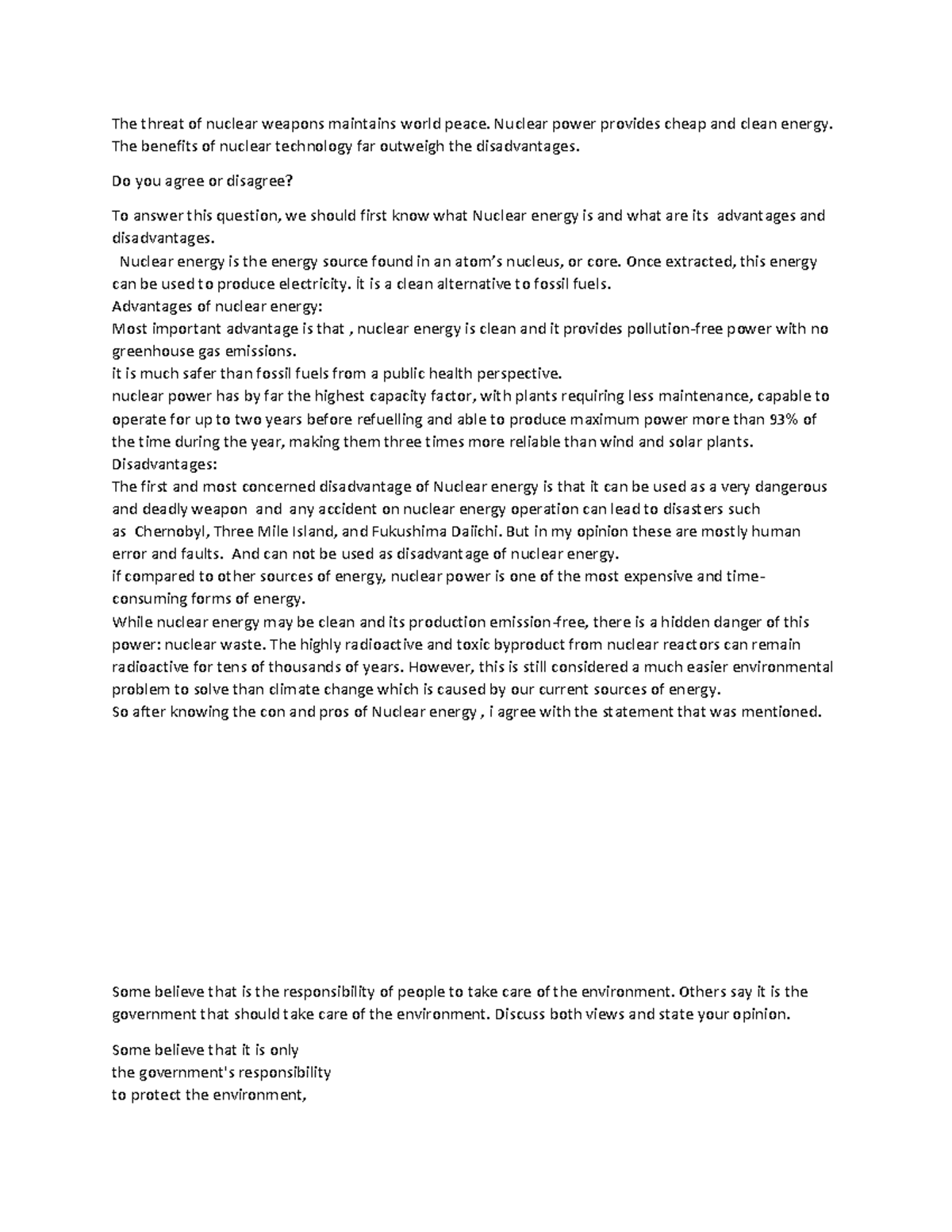 Document (31) - Writing practice - The threat of nuclear weapons ...