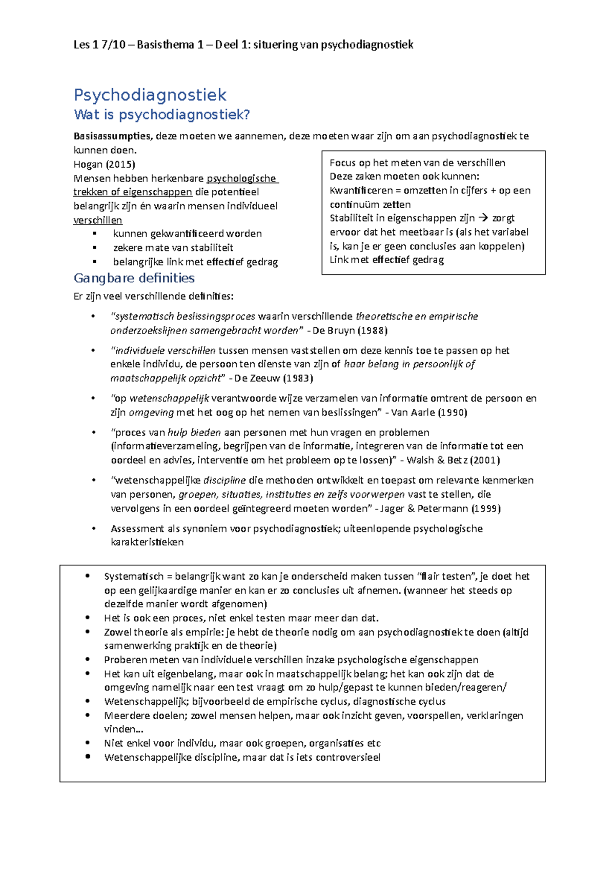 Les 1 Psychodiagnostiek - Psychodiagnostiek Wat Is Psychodiagnostiek ...