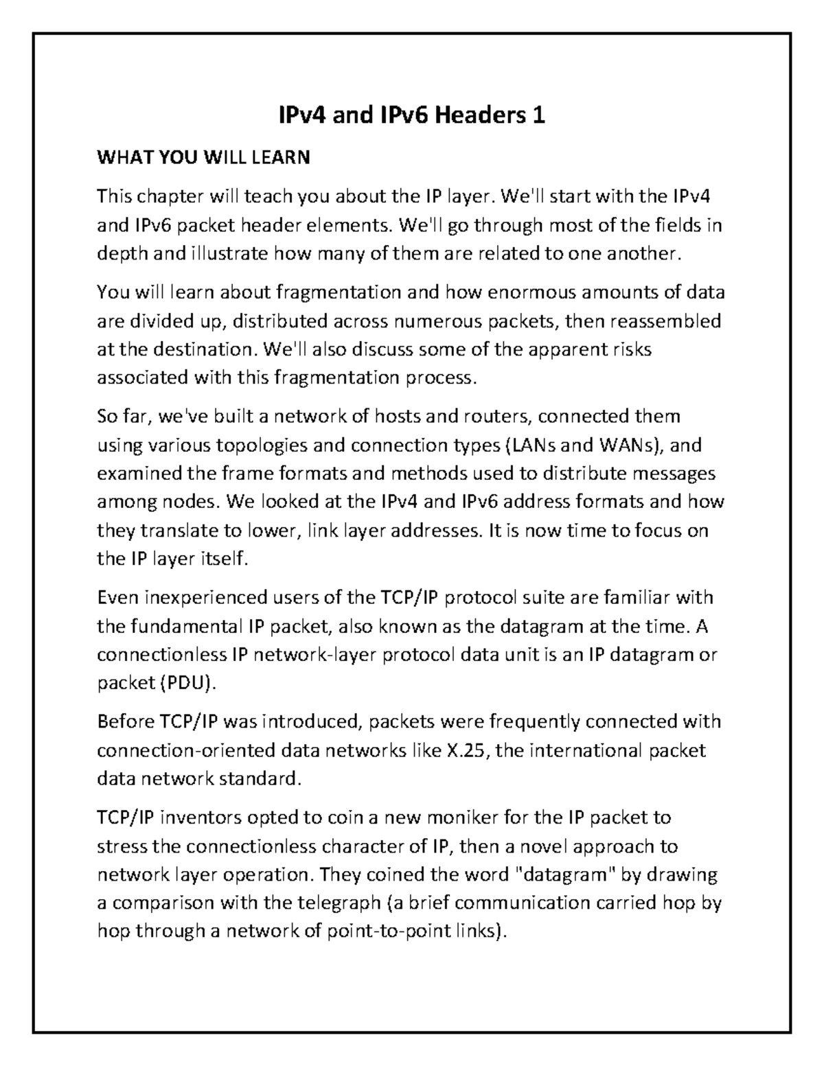 IPv4 And IPv6 Headers 1 - We'll Start With The IPv And IPv6 Packet ...