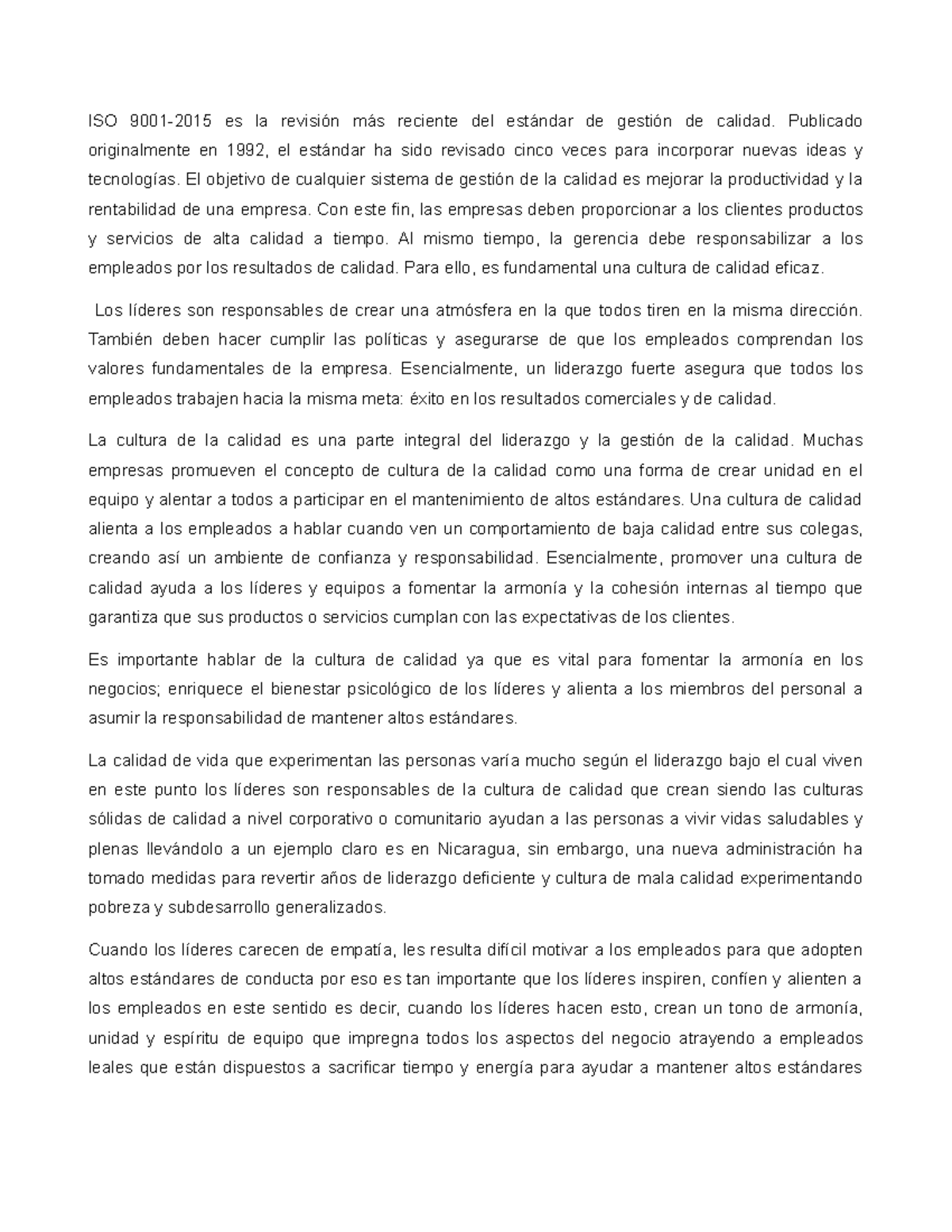 Liderazgo y Cultura de calidad en ISO 9001 2015 Marja - ISO 9001-2015 ...