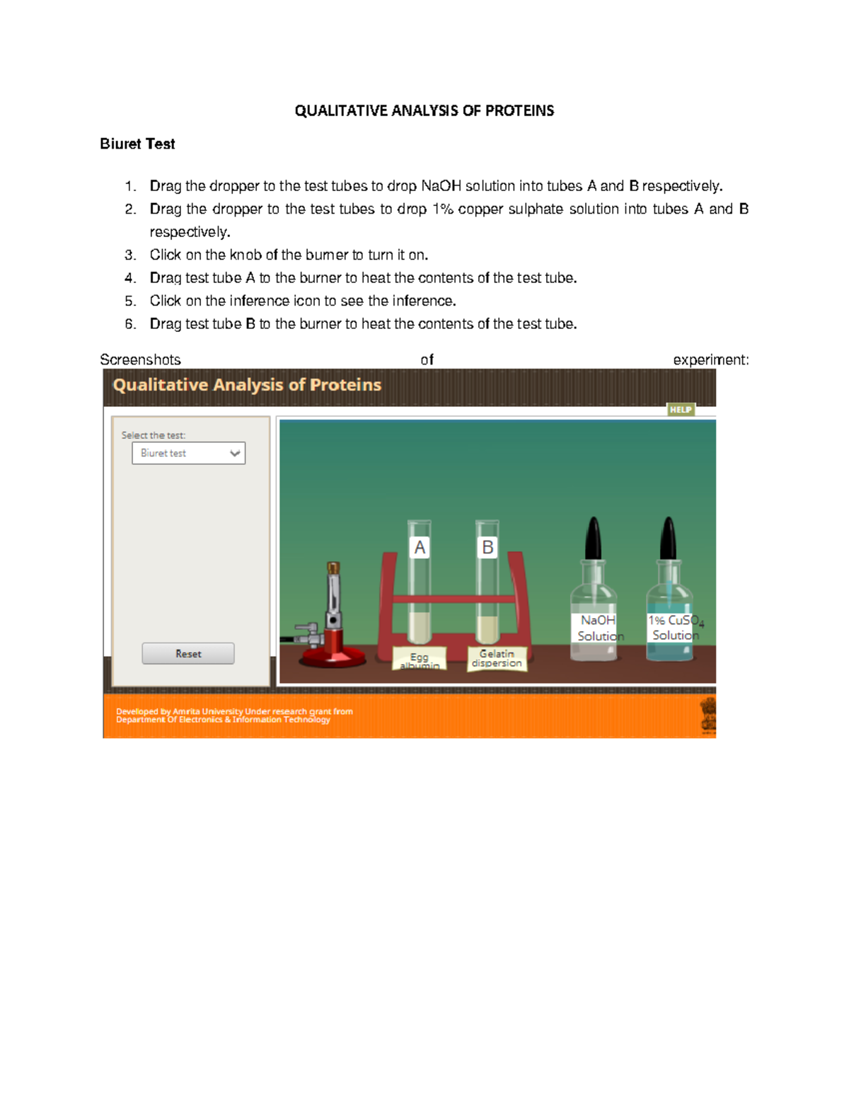 Quantitative Analysis of Proteins QUALITATIVE ANALYSIS OF PROTEINS