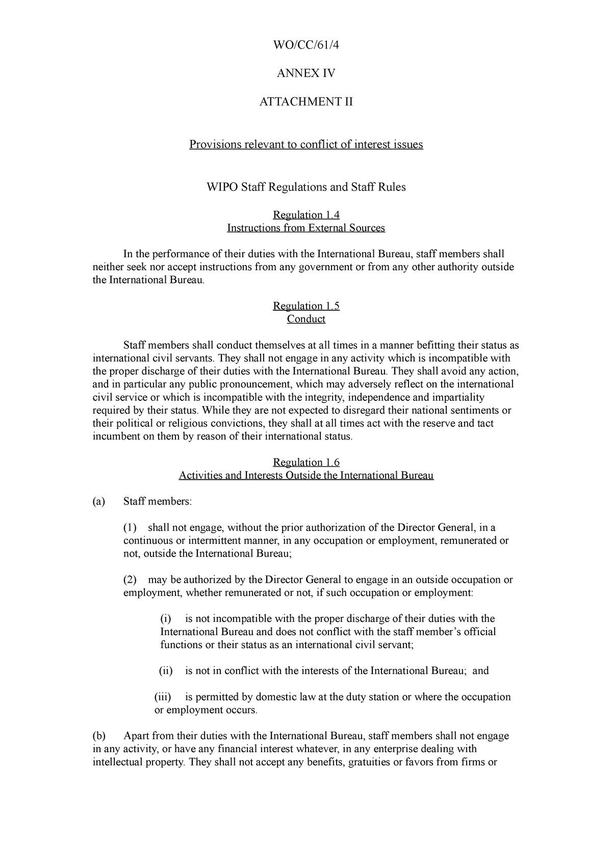 Wo cc 61 4-annex 4b - Research - ANNEX IV ATTACHMENT II Provisions ...