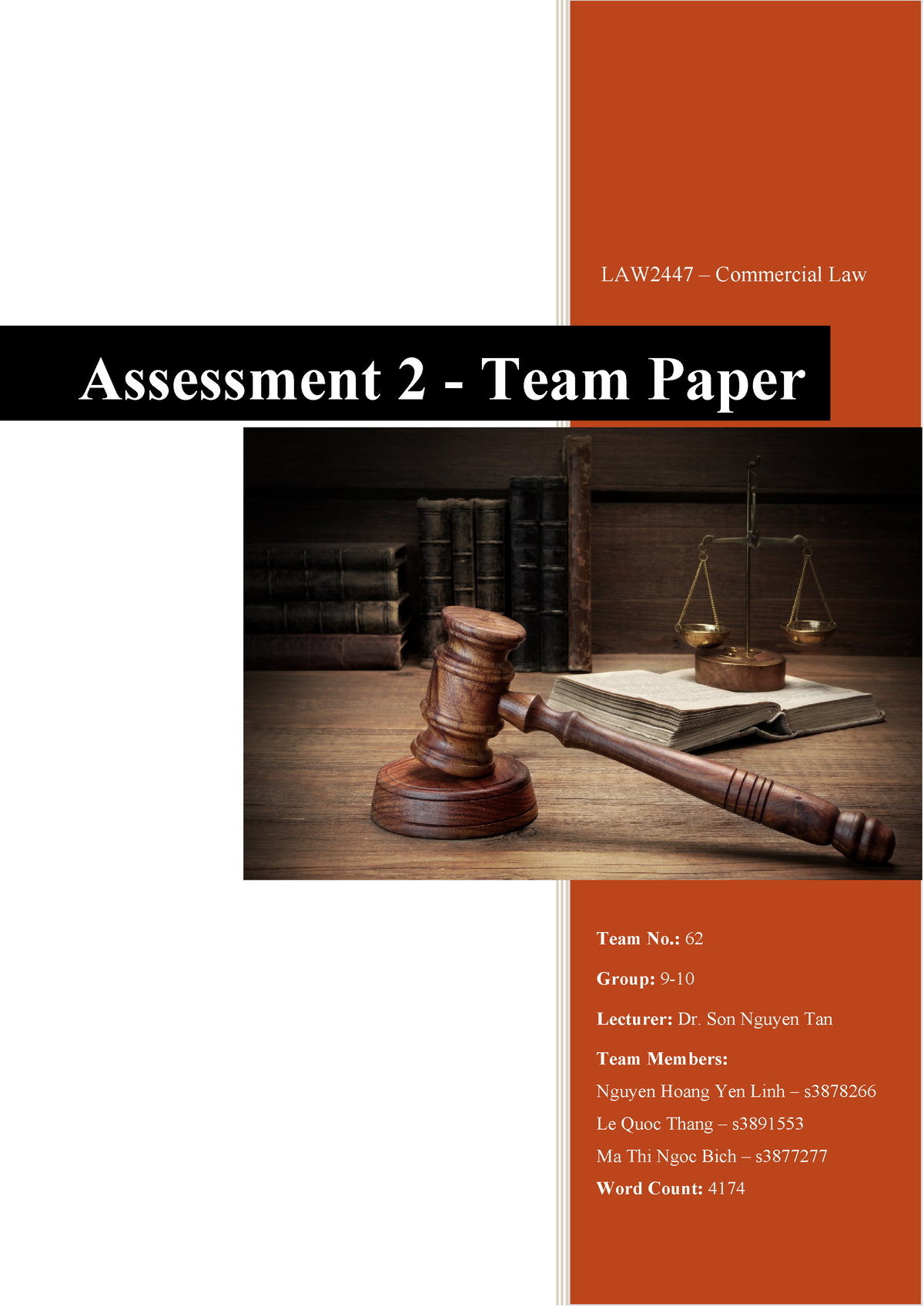 LAW2447 Team62 Assessment 2 Sem C2021-1 - LAW2447 ñ Commercial Law ...