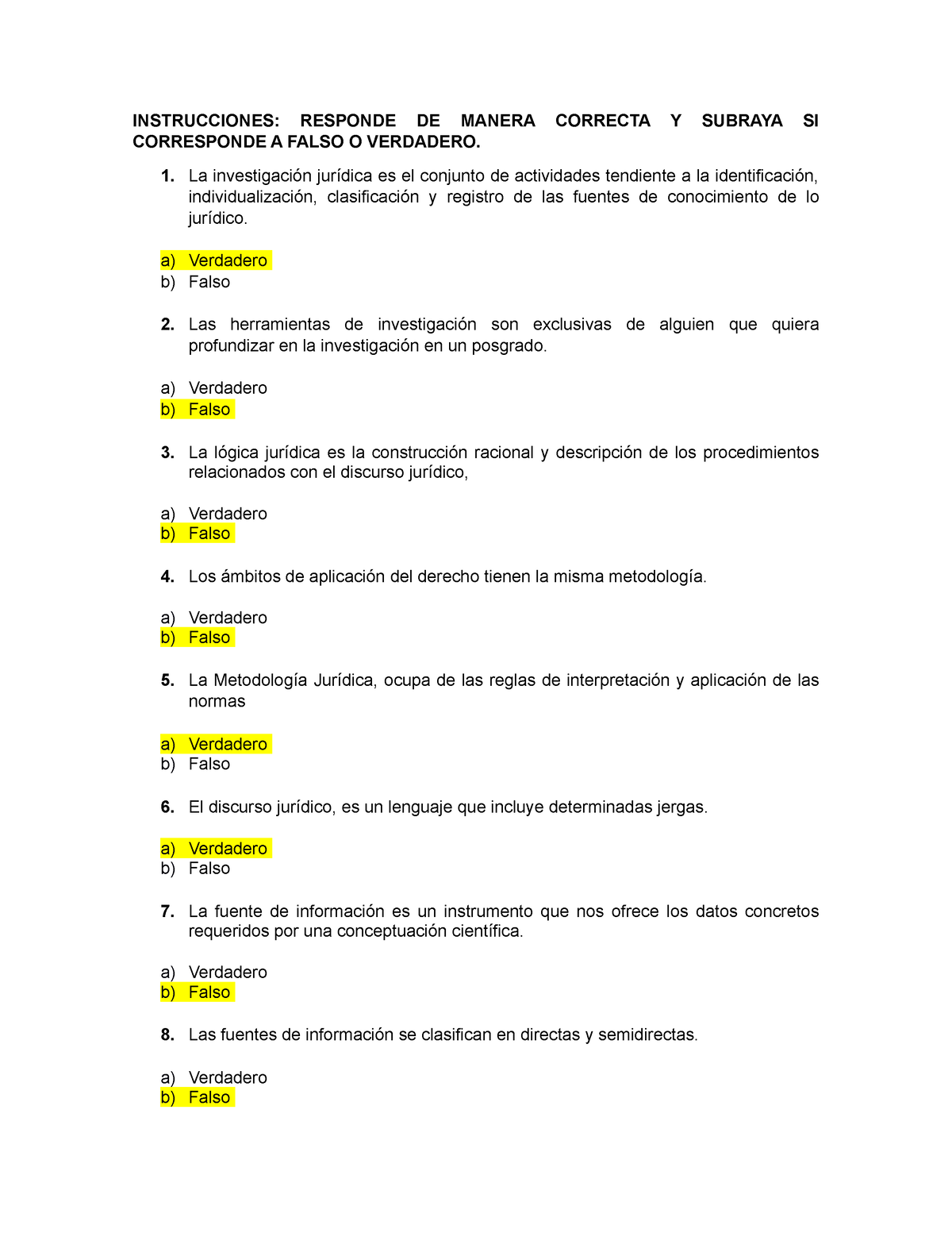 Examen Metodologia DE LA Investigación - INSTRUCCIONES: RESPONDE DE ...