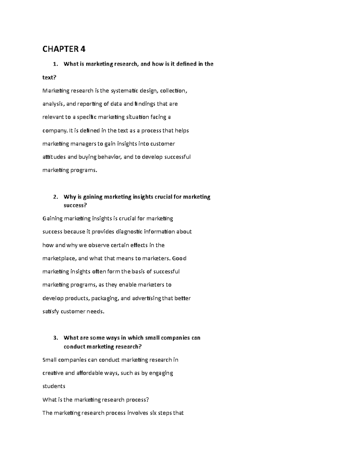 Marketing Management 4, 5, 6 - CHAPTER 4 What is marketing research ...