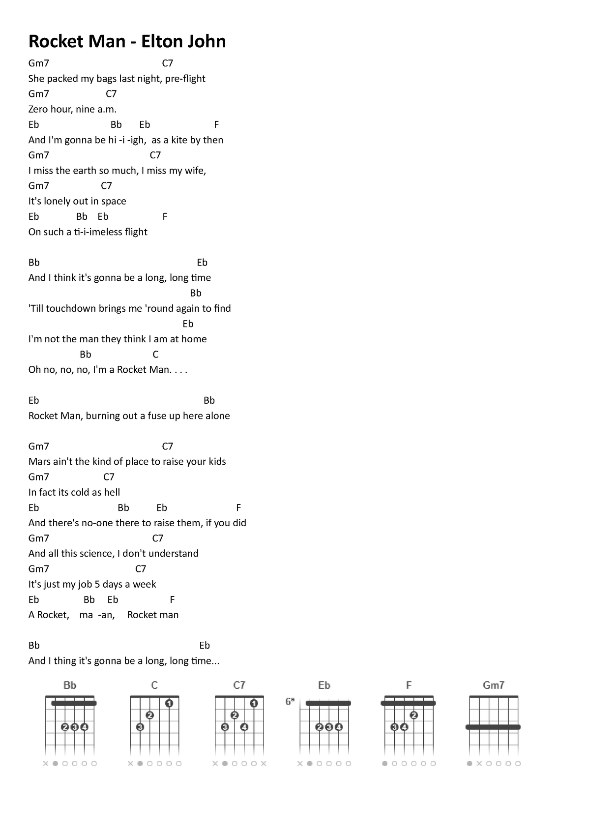 Rocket Man Guitar Chords 2594