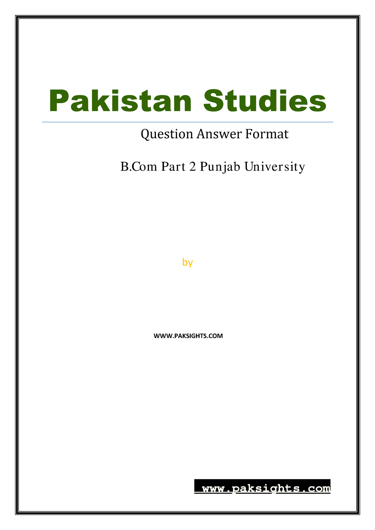 pakistan studies assignment pdf