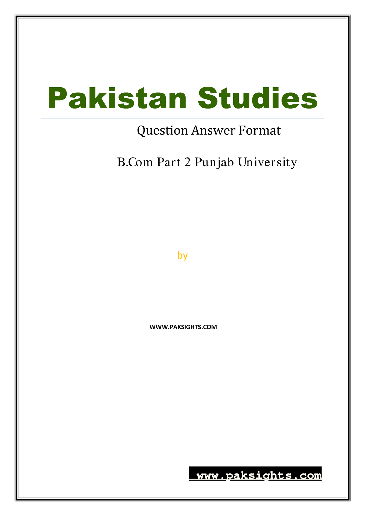 Pakistan Studies Notes In English B - Pakistan Studies By WWW.PAKSIGHTS ...